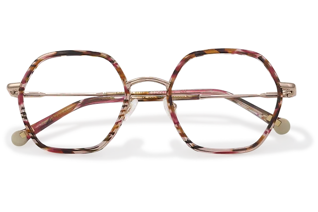 Clémence & Margaux L'Elite lunettes de vue marbré rose brun hexagonale