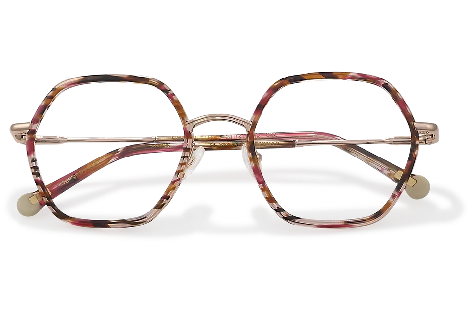 Clémence & Margaux L'Elite lunettes de vue marbré rose brun hexagonale
