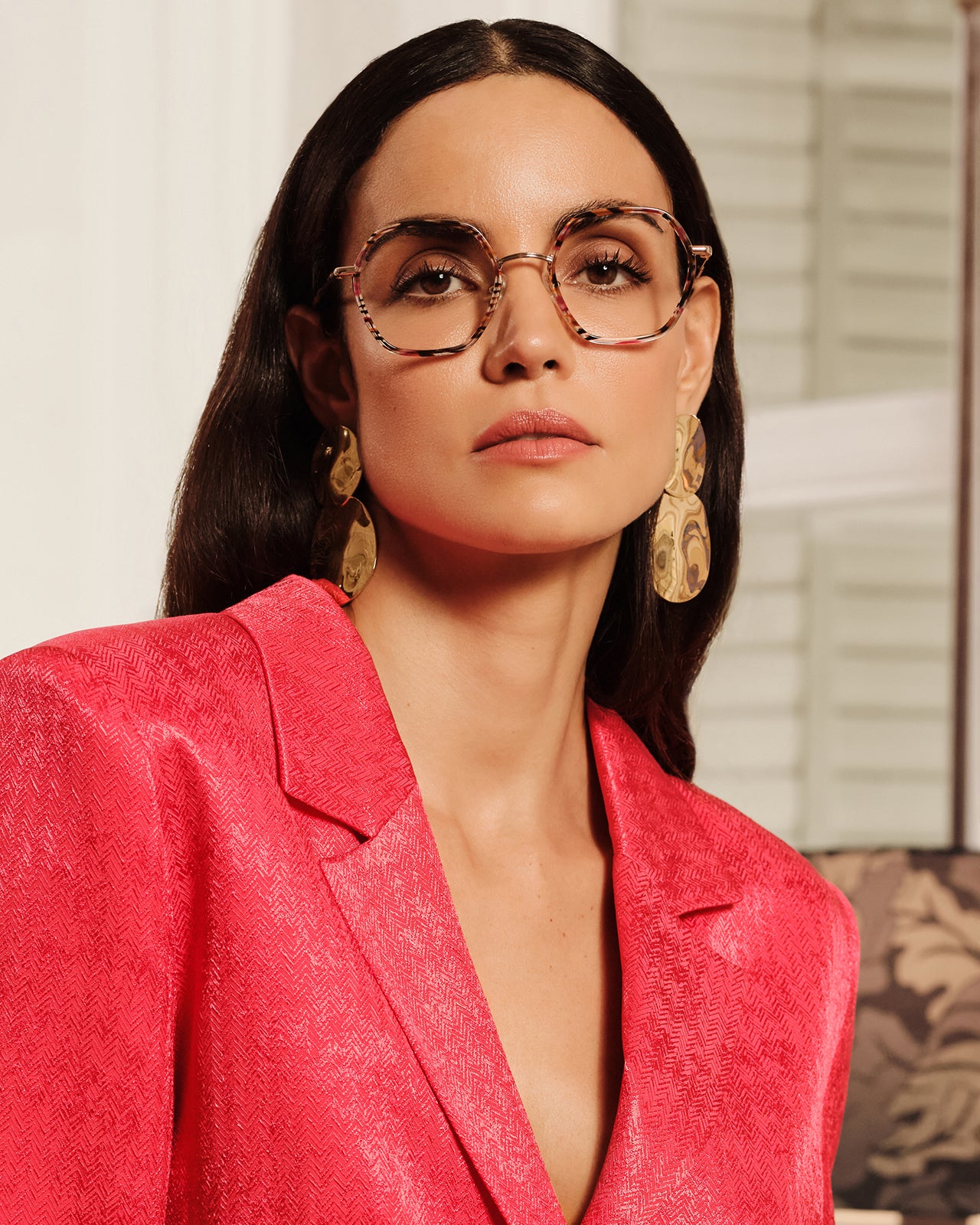 Clémence & Margaux L'Elite lunettes de vue marbré rose brun hexagonale