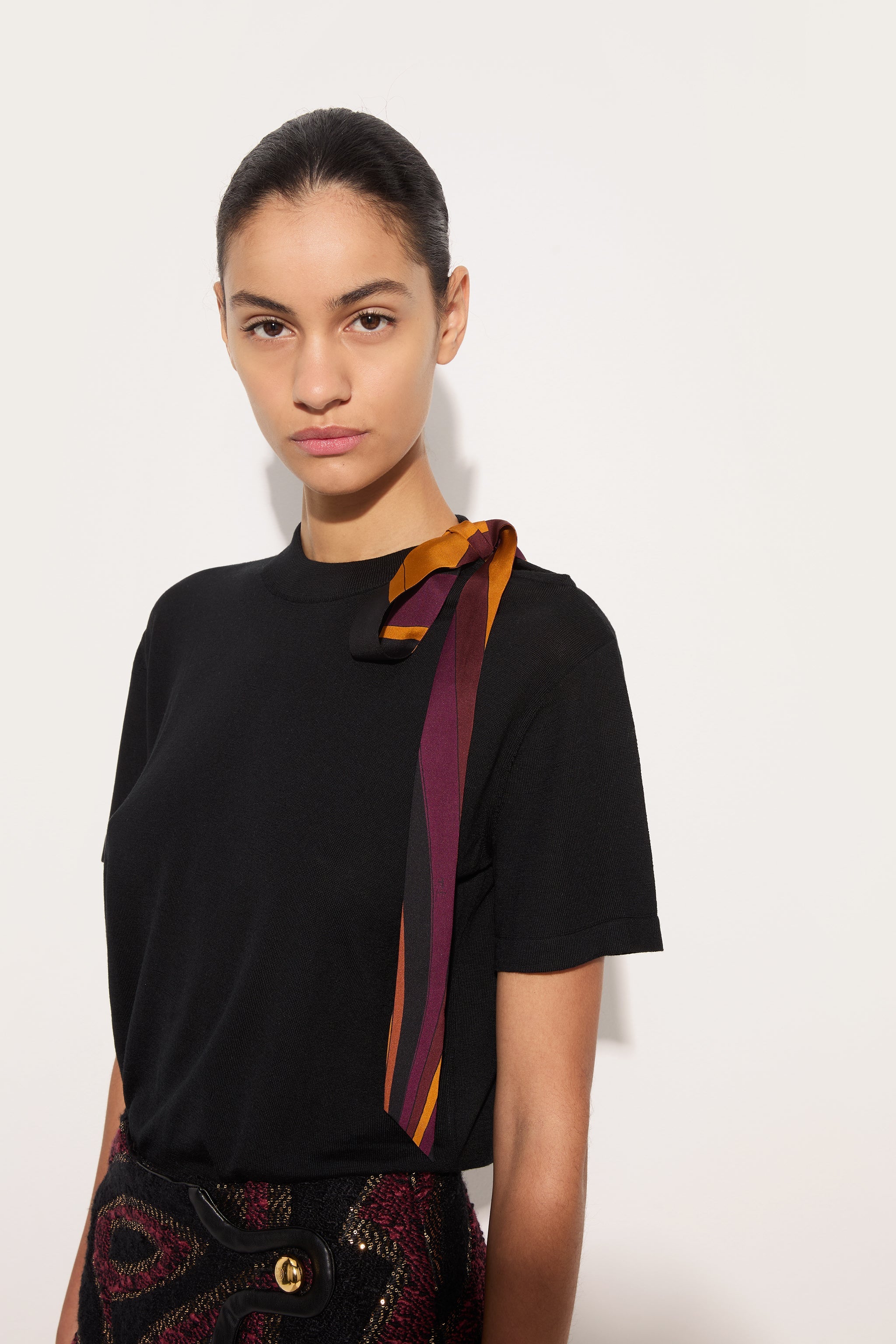 Emilio Pucci T-shirt Laine Foulard t-shirt noir laine fine
