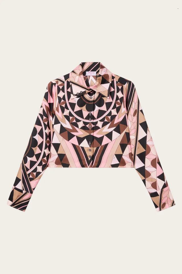 Emilio Pucci Manuba chemise crop soie nude