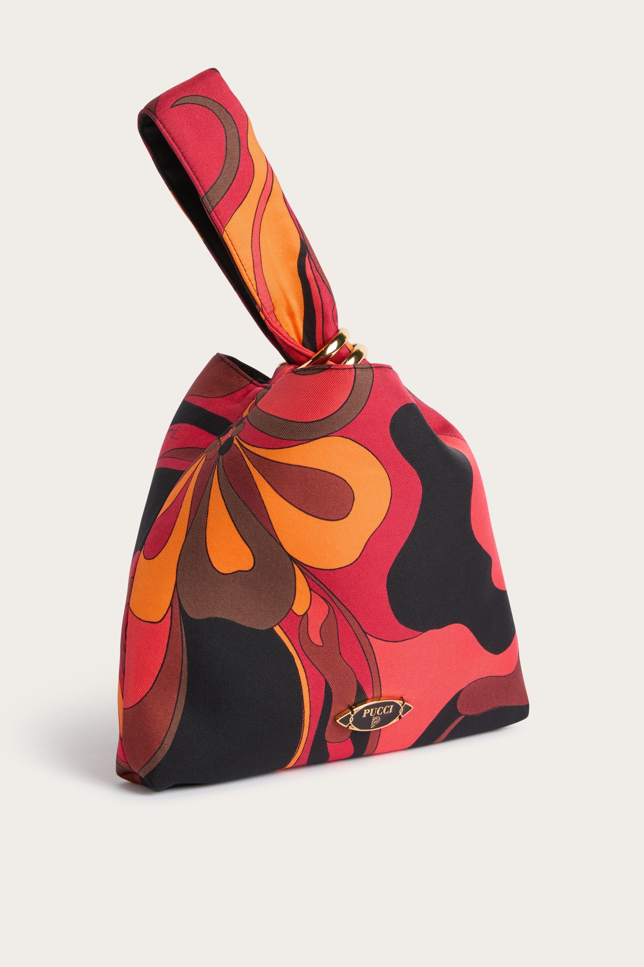 Emilio Pucci Emilio sac pochette soie orange noir