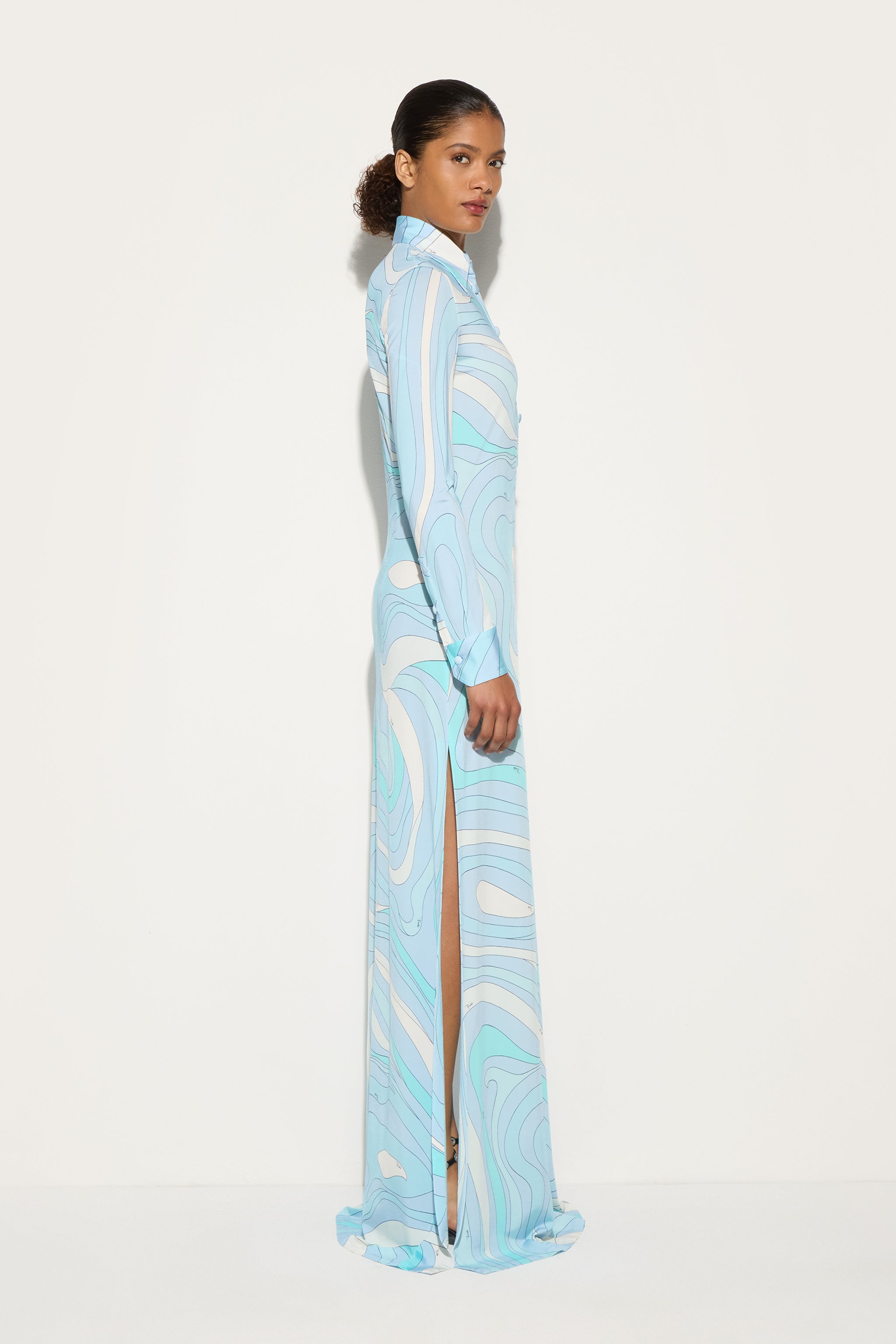Emilio Pucci Dresses robe chemisier satin aqua Marmo