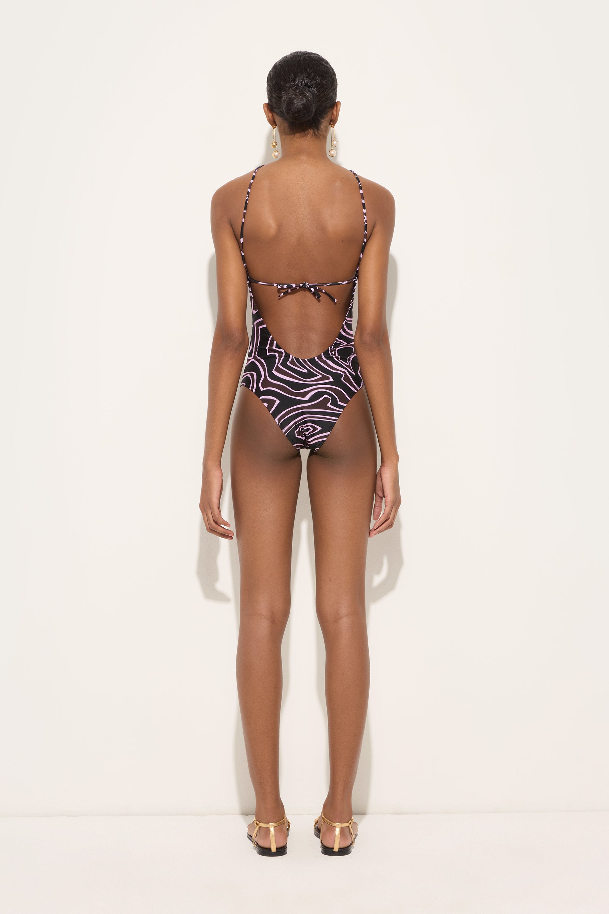Emilio Pucci Labirinto maillot 1 pièce kaki rose lycra