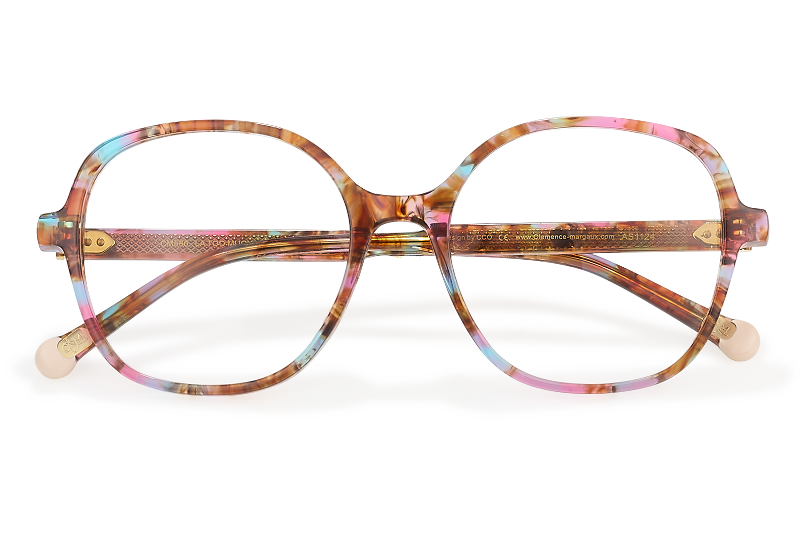 Clémence & Margaux La Too-Much lunettes de vue Marbré Rose tonneau