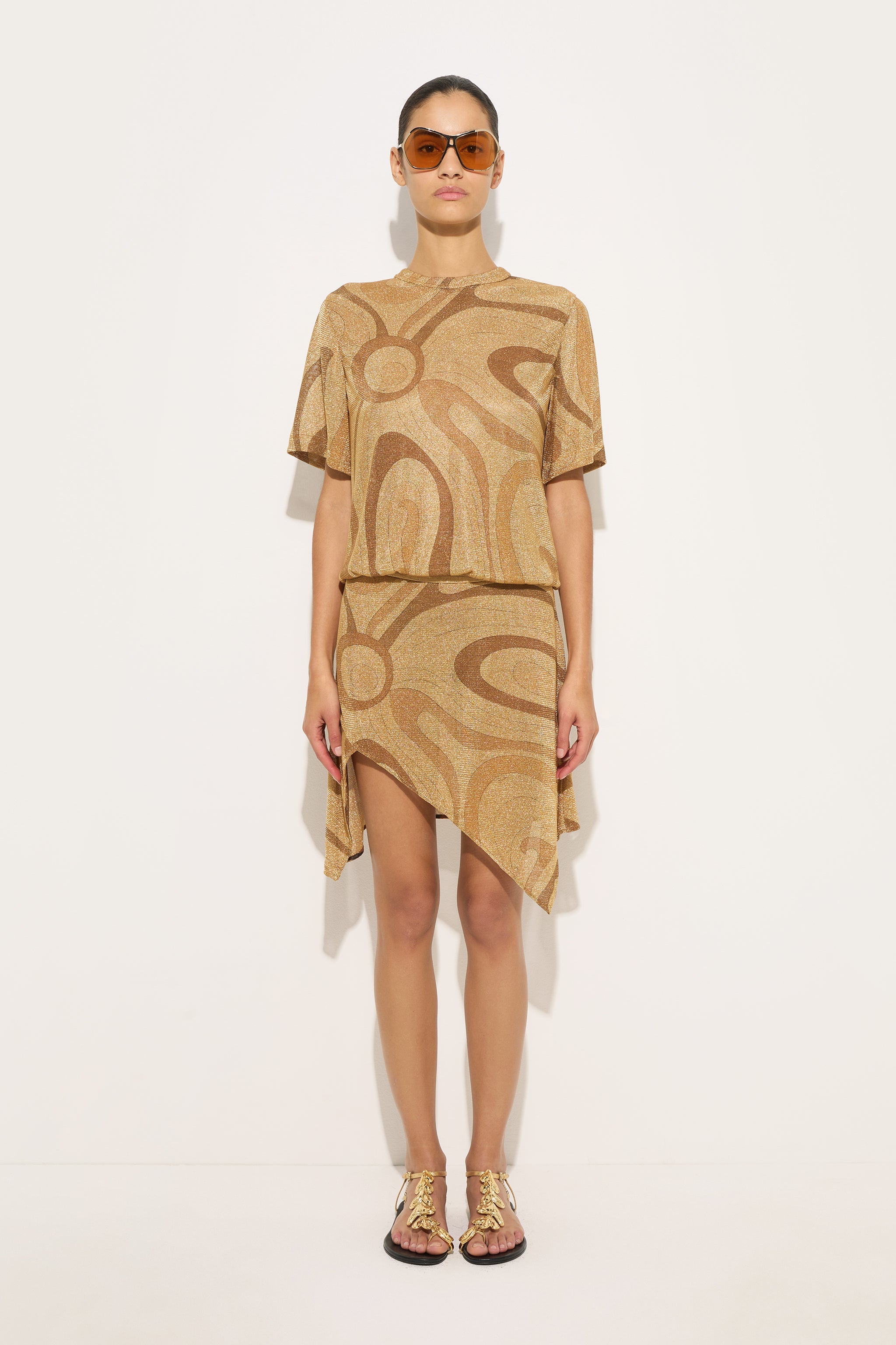 Emilio Pucci Marmo Jupe Dorée Lurex Femme Foulard