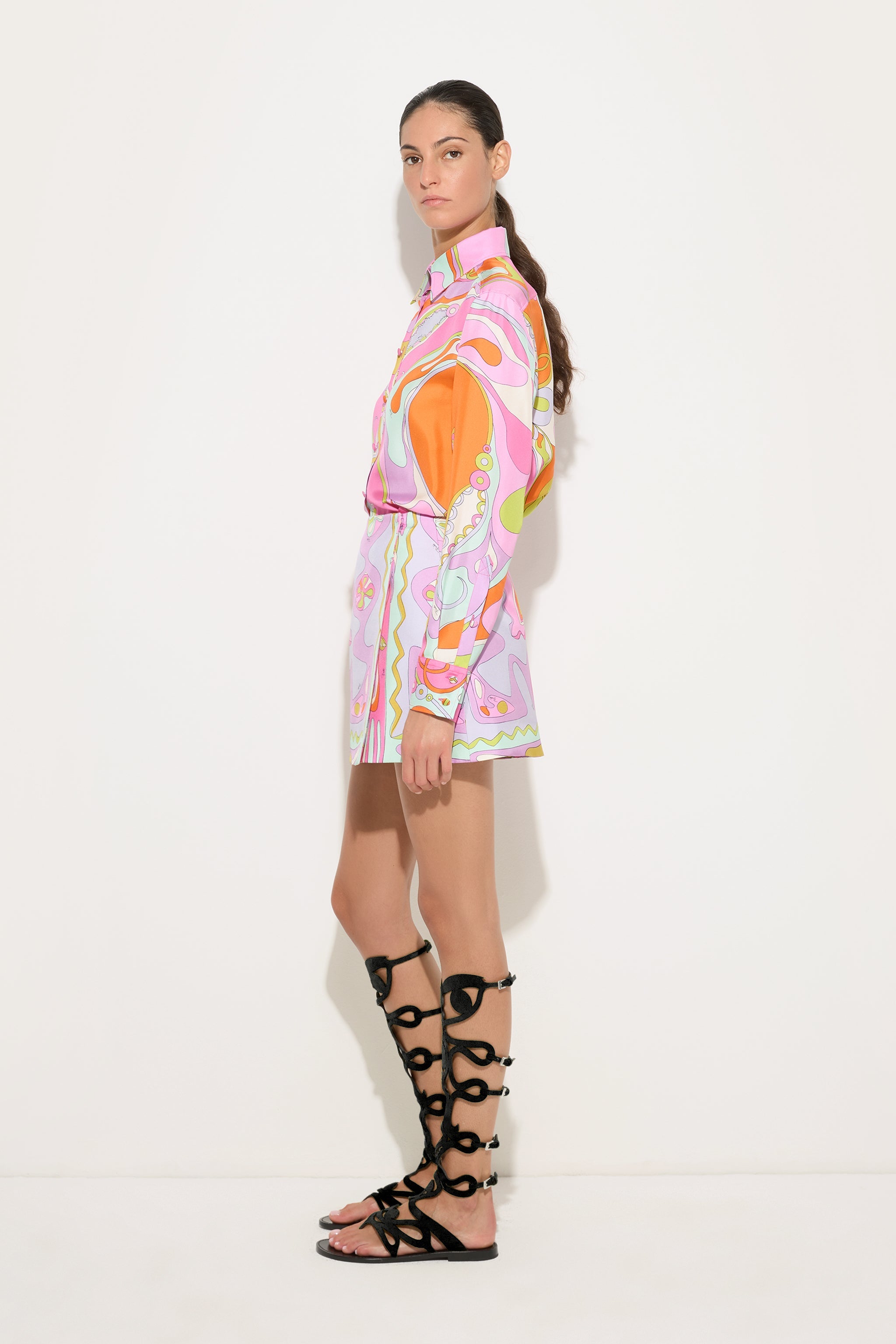 Emilio Pucci Orchidee chemise soie multicolore