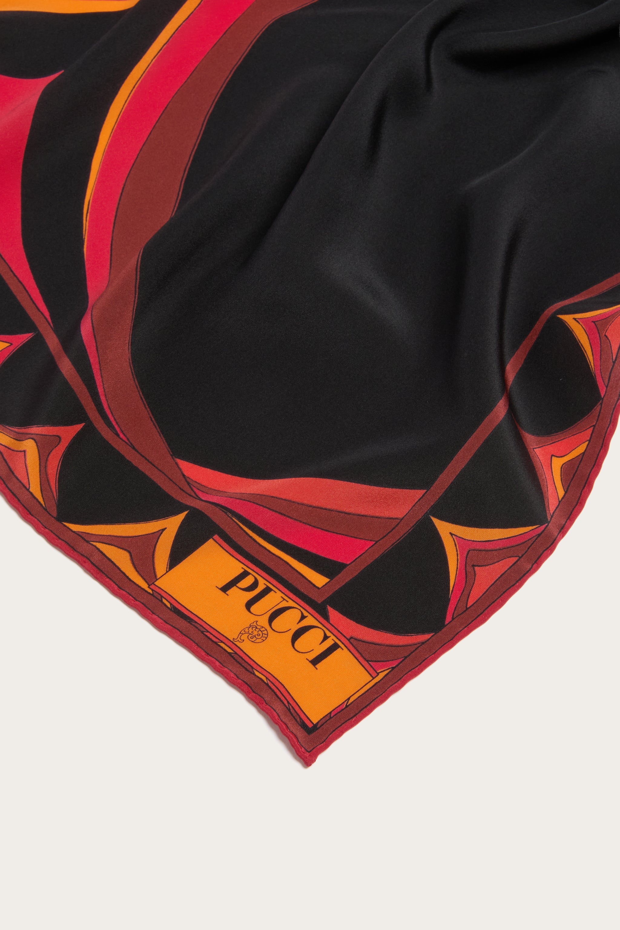 Emilio Pucci Silks étole soie orange noir 180x65 cm