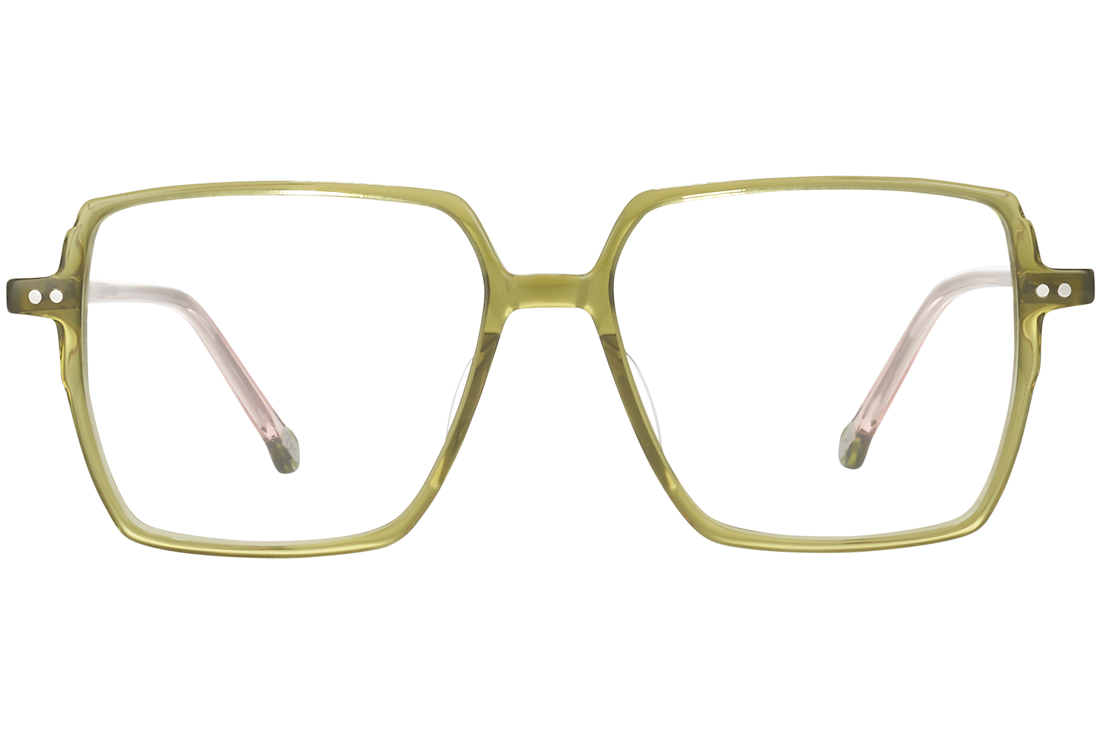 Clémence & Margaux La Nude lunettes de vue Nude & Vert carré