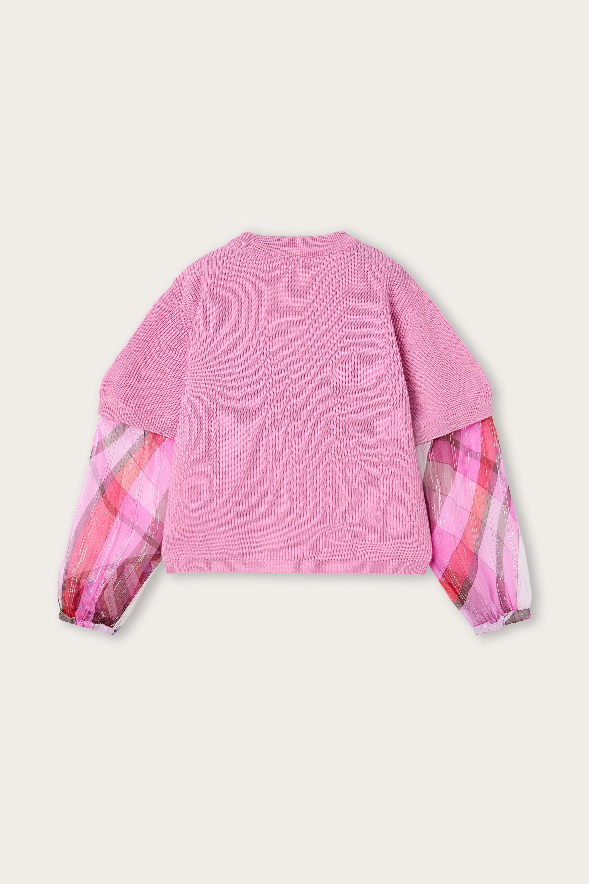 Emilio Pucci Junior Pull Laine Rose Manches Voile