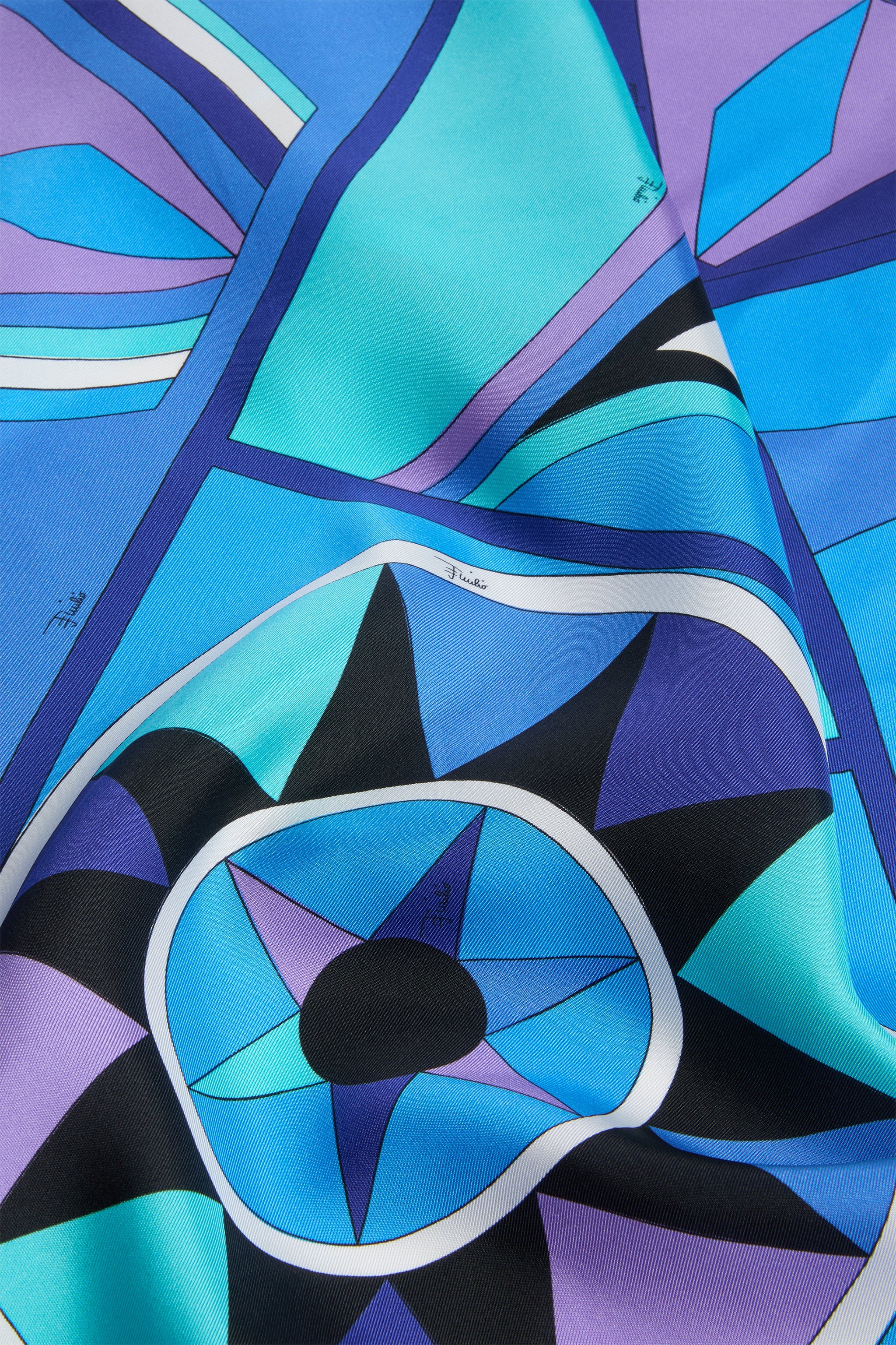 Emilio Pucci Bongo foulard soie turquoise bleu 90