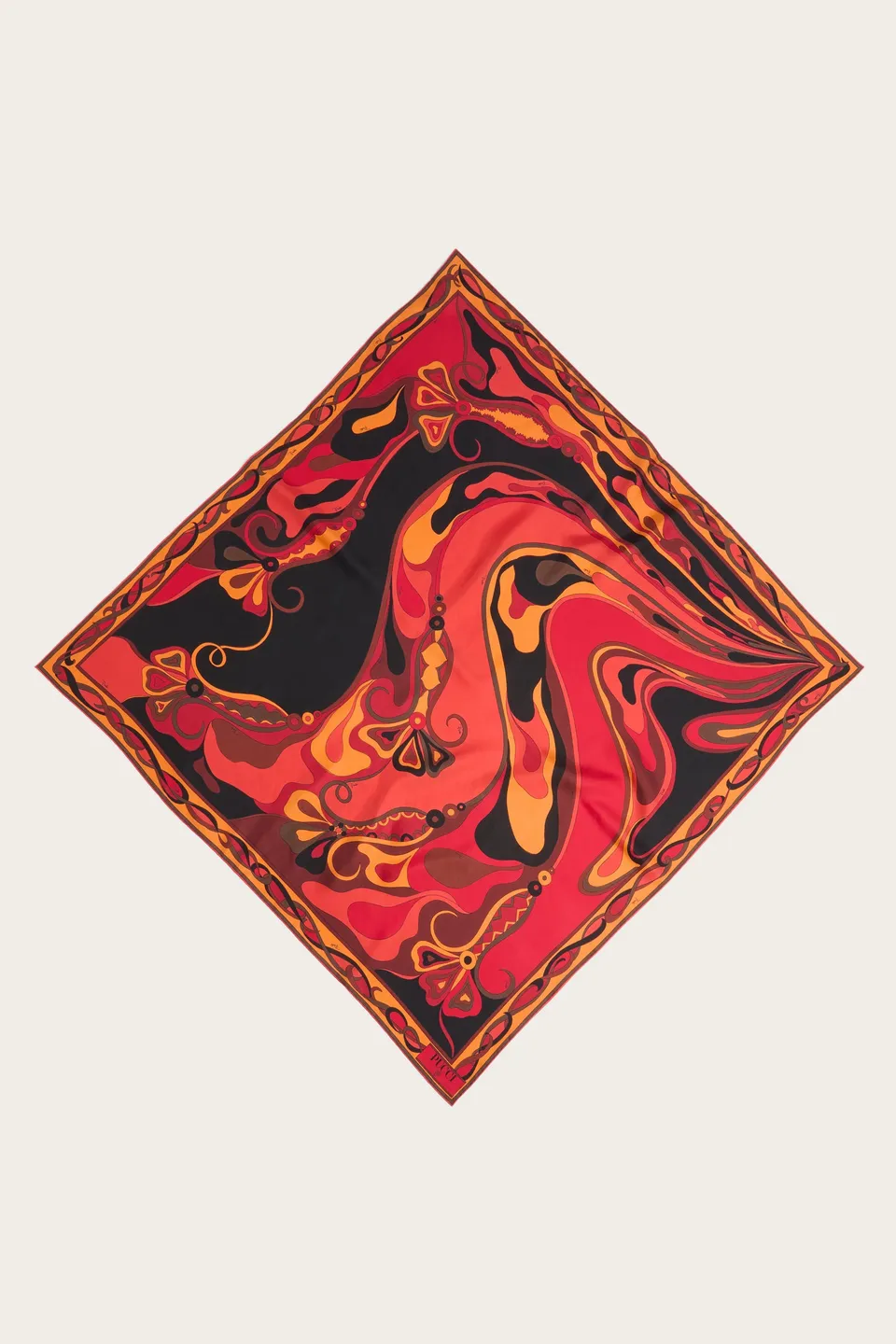 Emilio Pucci SILKS carré soie Orchidee orange noir 90x90