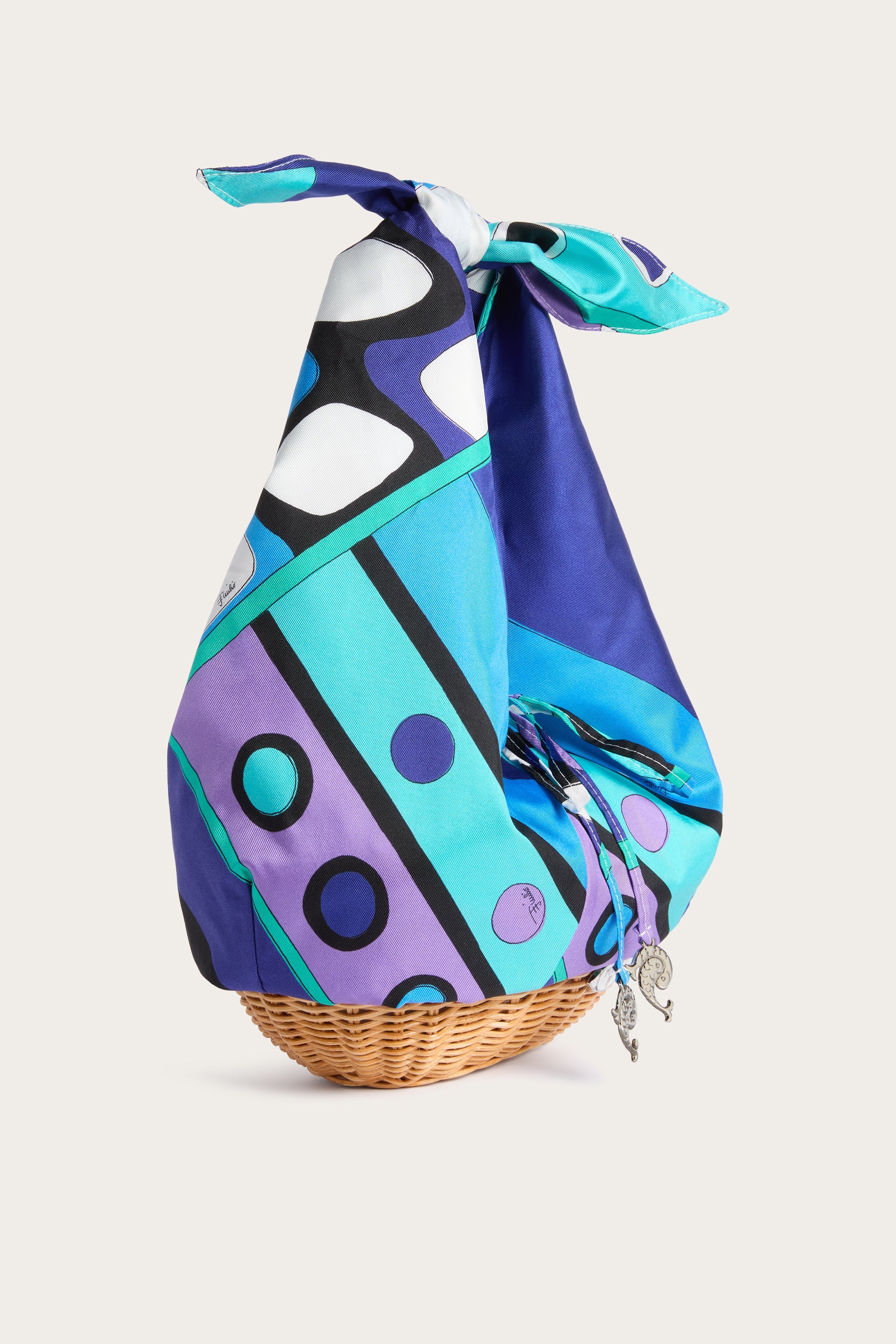 Emilio Pucci Picnic Sac Turquoise Bleu Soie Vivara