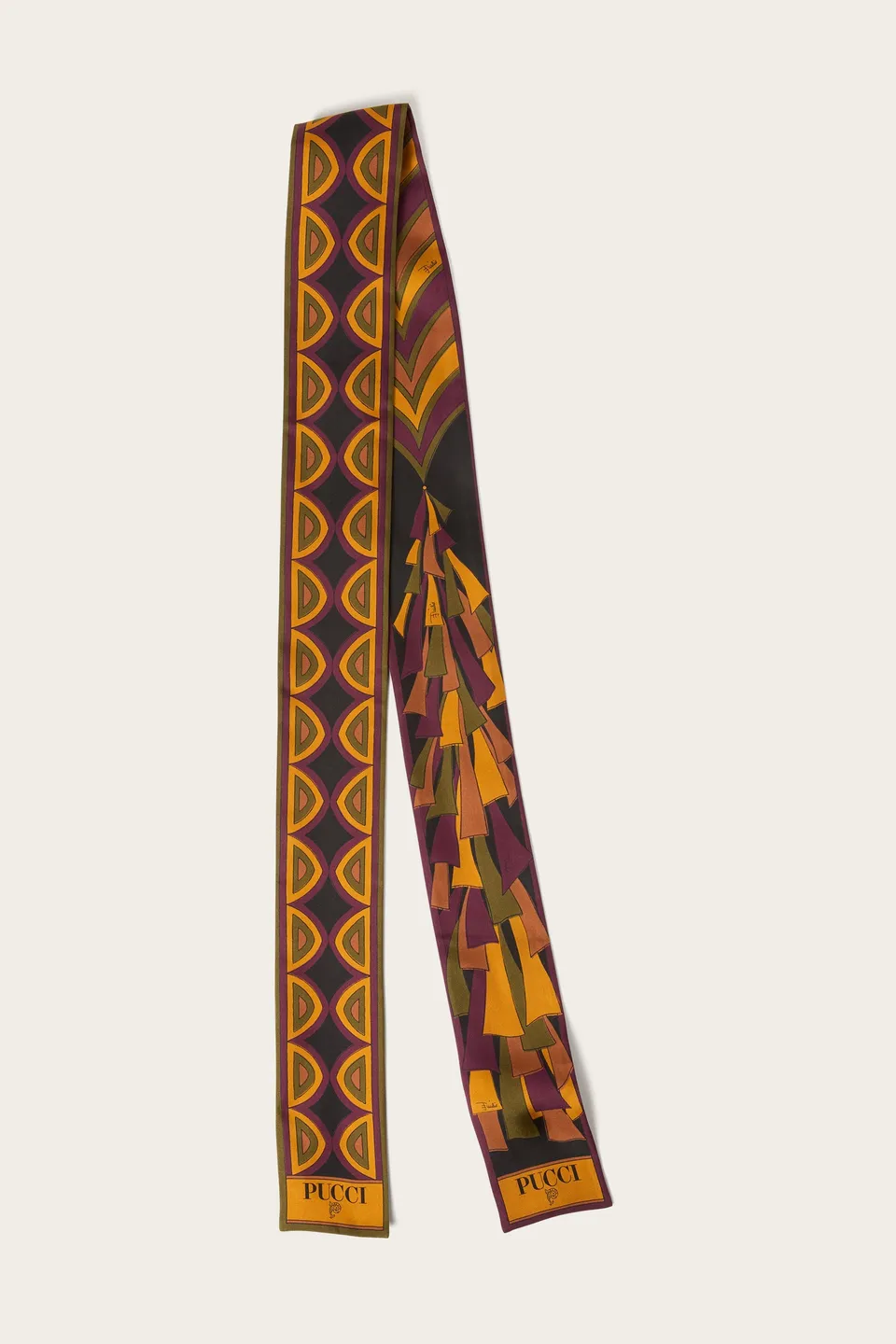 Emilio Pucci Foulard Bandeau Soie Bordeaux/Gold Taille Unique