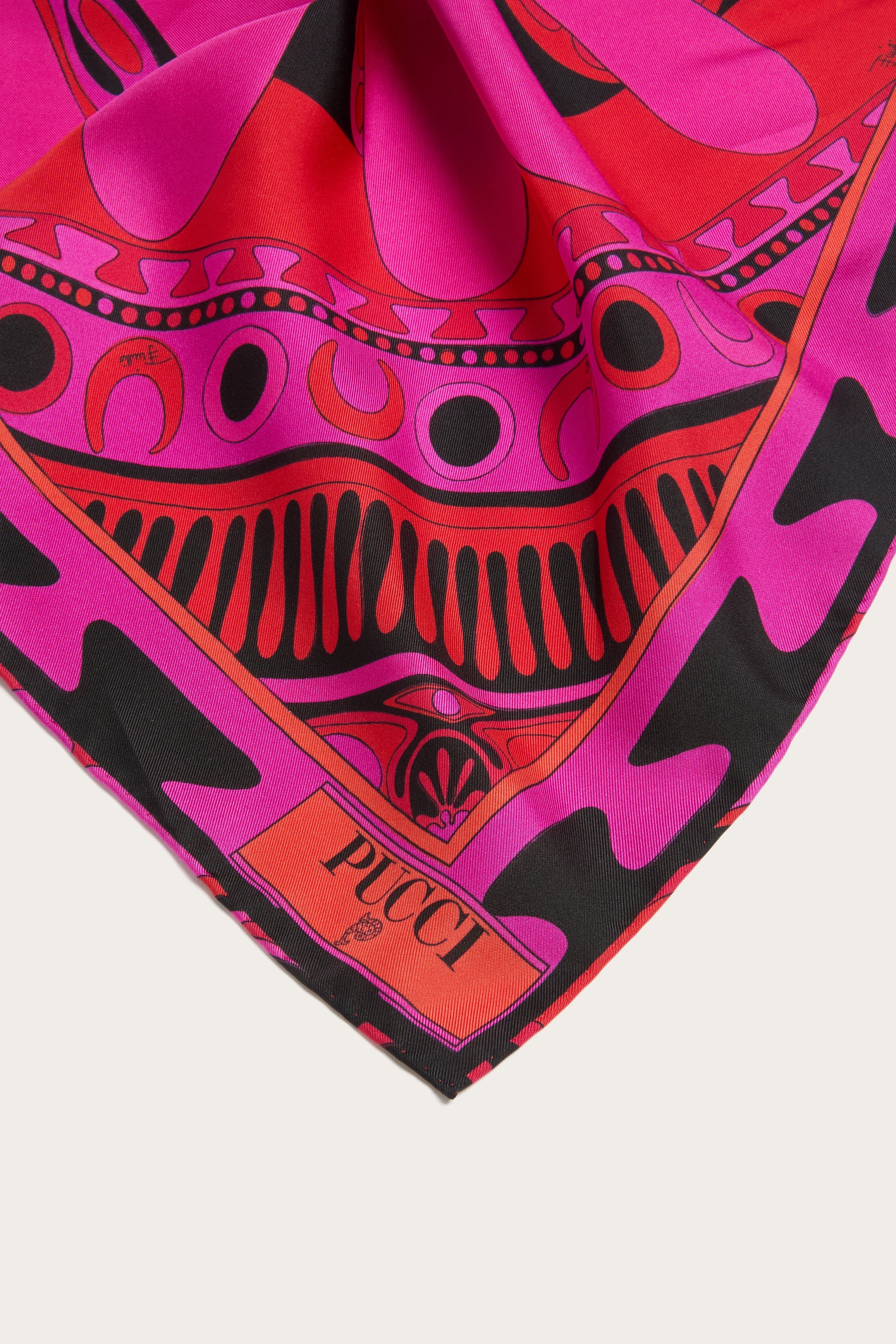 Emilio Pucci Carré Soleil carré soie fuchsia/noir
