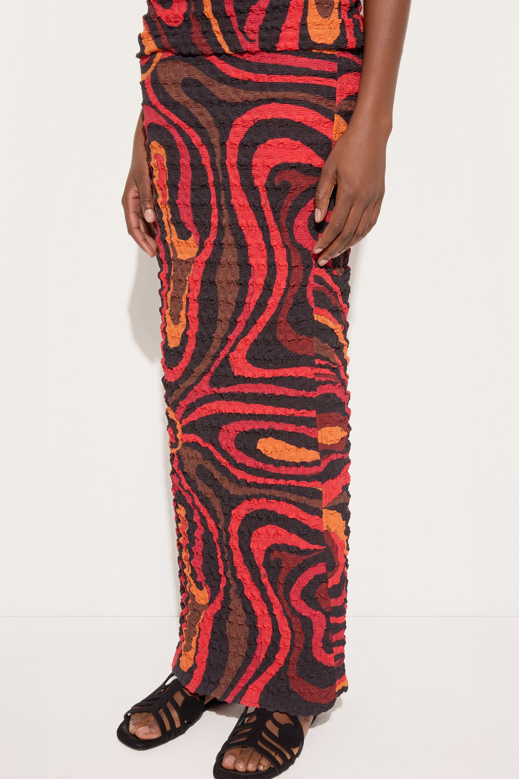 Emilio Pucci Shibori Jupe Marmo Orange Noir Polyester