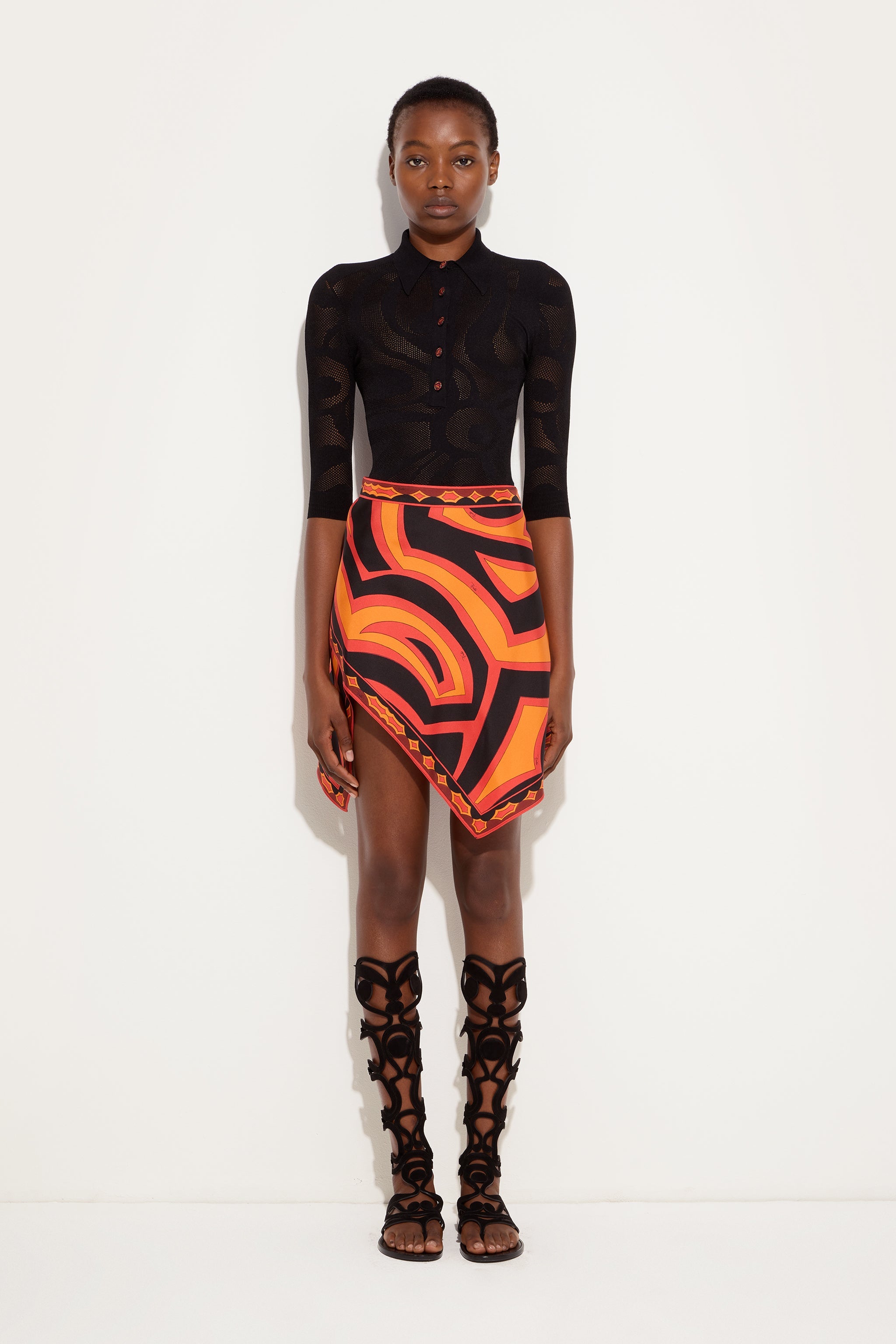 Emilio Pucci Polo Sans Coutures Jacquard Noir Marmo