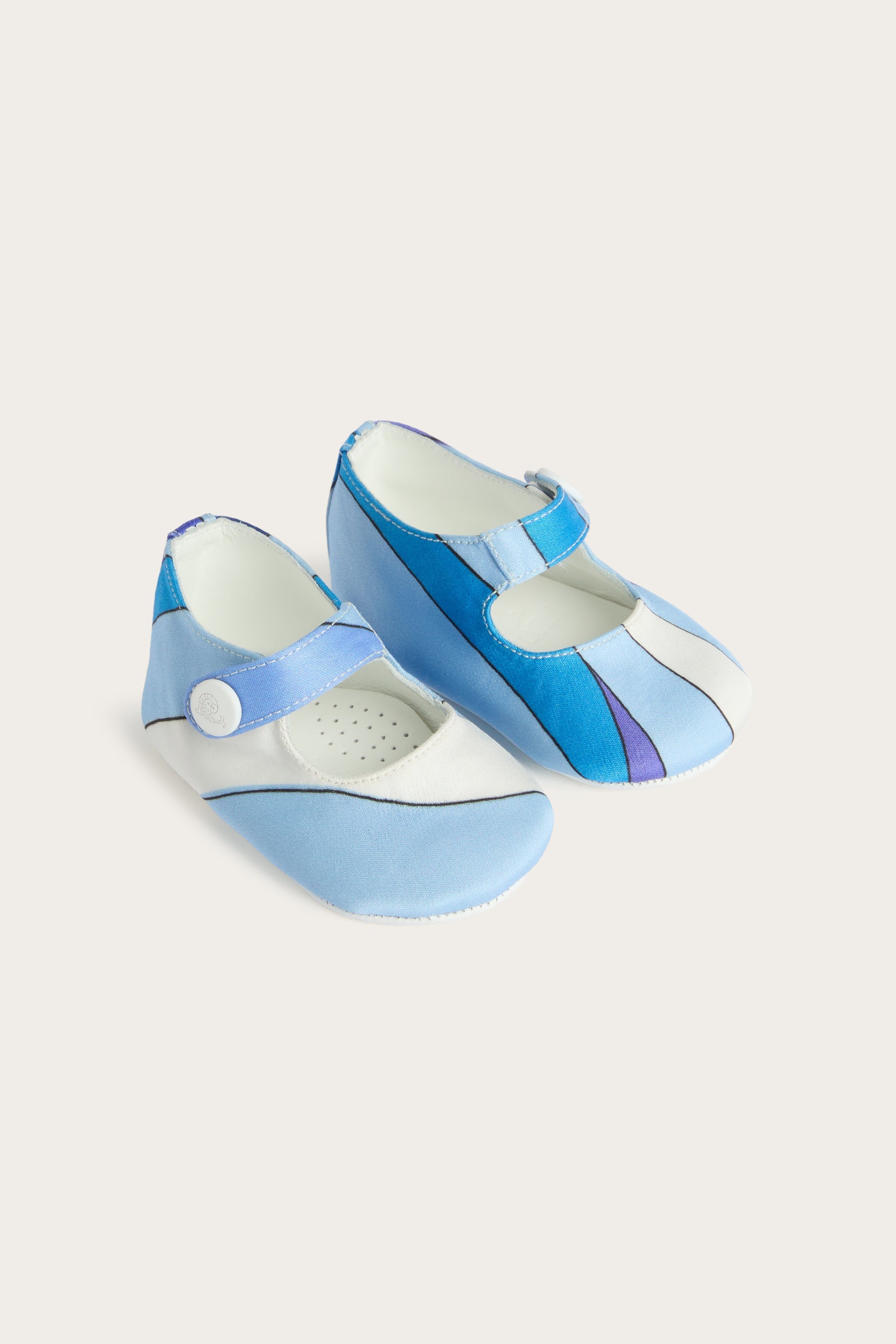 Emilio Pucci Newborn ballerines satin avorio blu