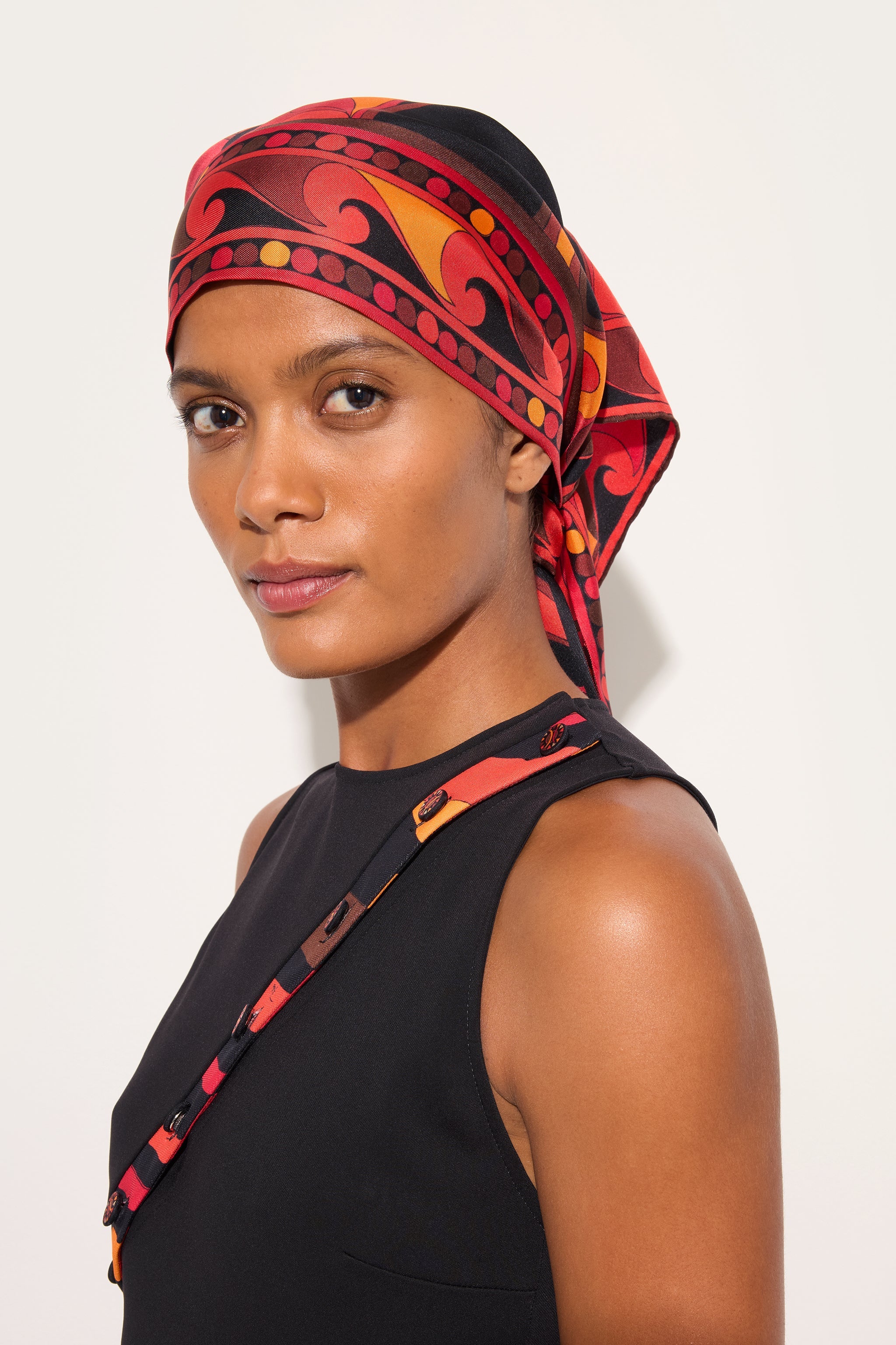 Emilio Pucci Foulard Triangle foulard soie orange noir Orchidee