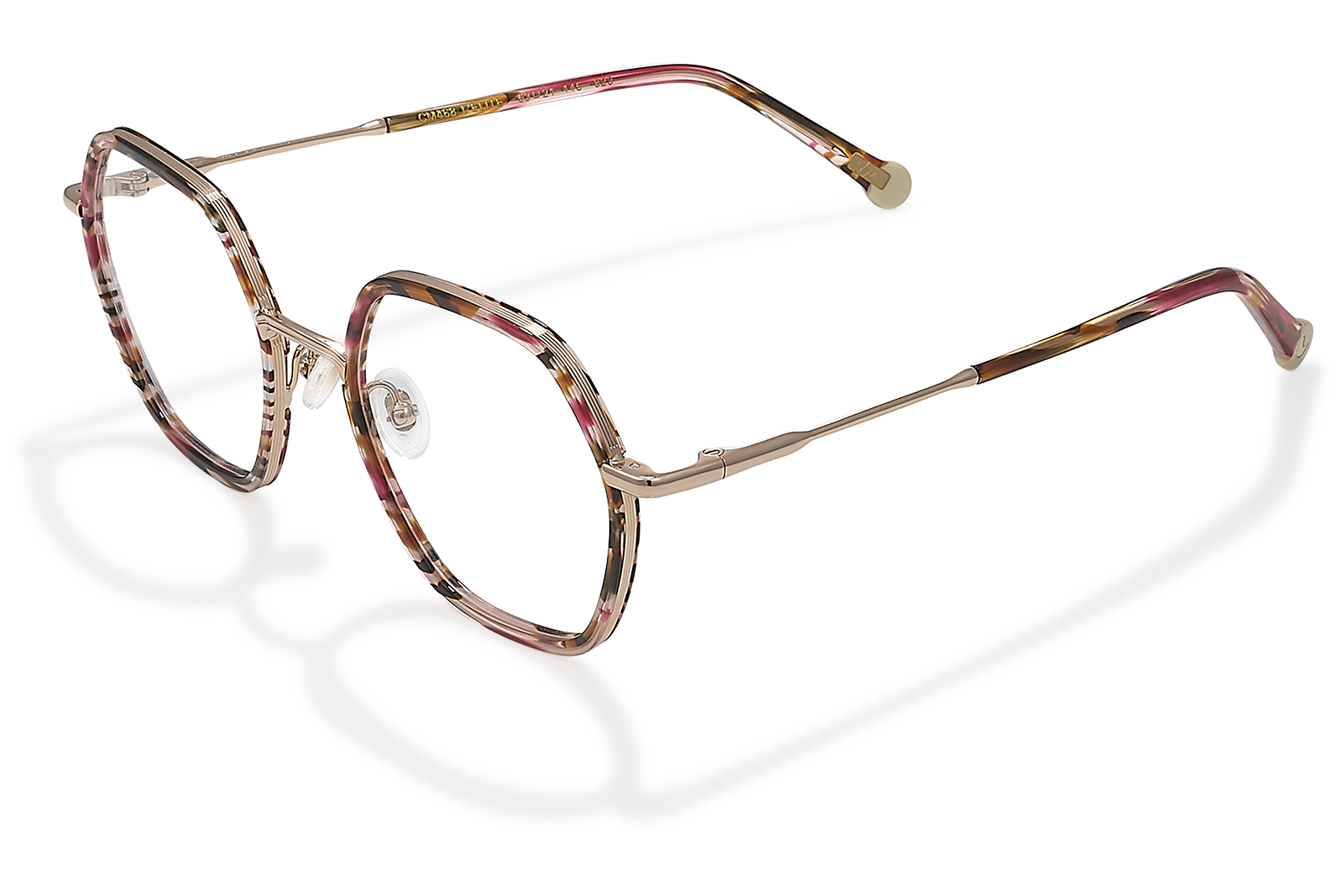 Clémence & Margaux L'Elite lunettes de vue marbré rose brun hexagonale