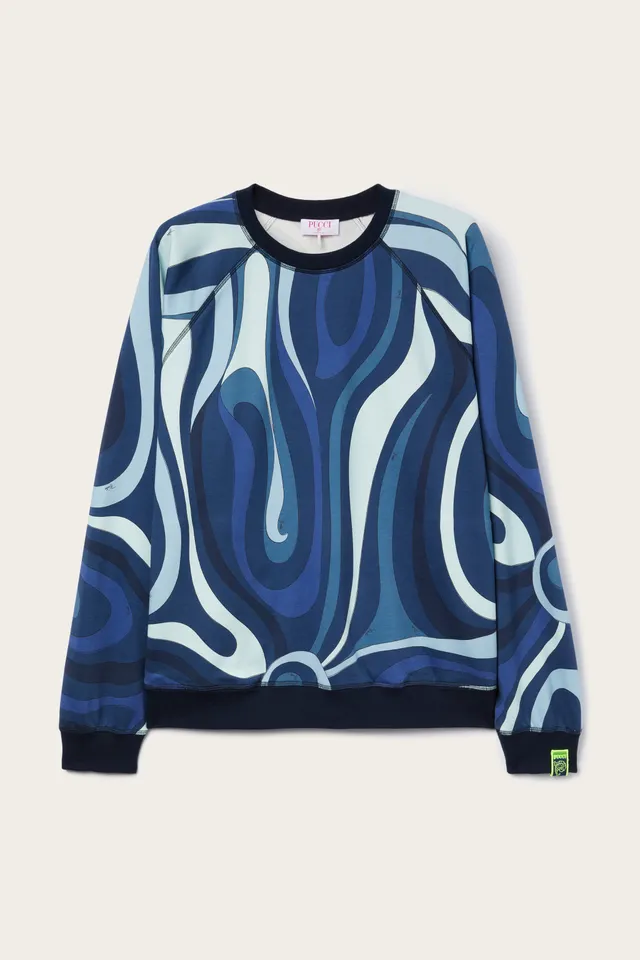 Emilio Pucci Felpa Marmo sweat indigo pile coton homme