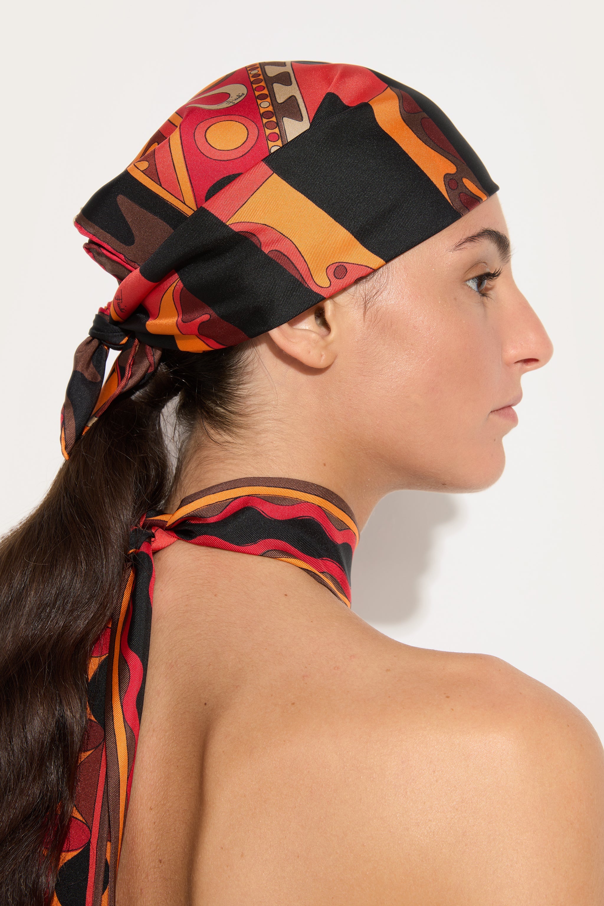 Emilio Pucci Silks Carré Piccolo Soleil carré orange noir 52x52