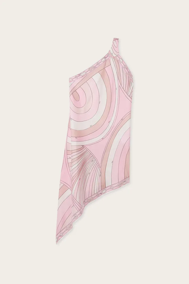 Emilio Pucci Abito Asimmetrico robe soie rose nude Iride
