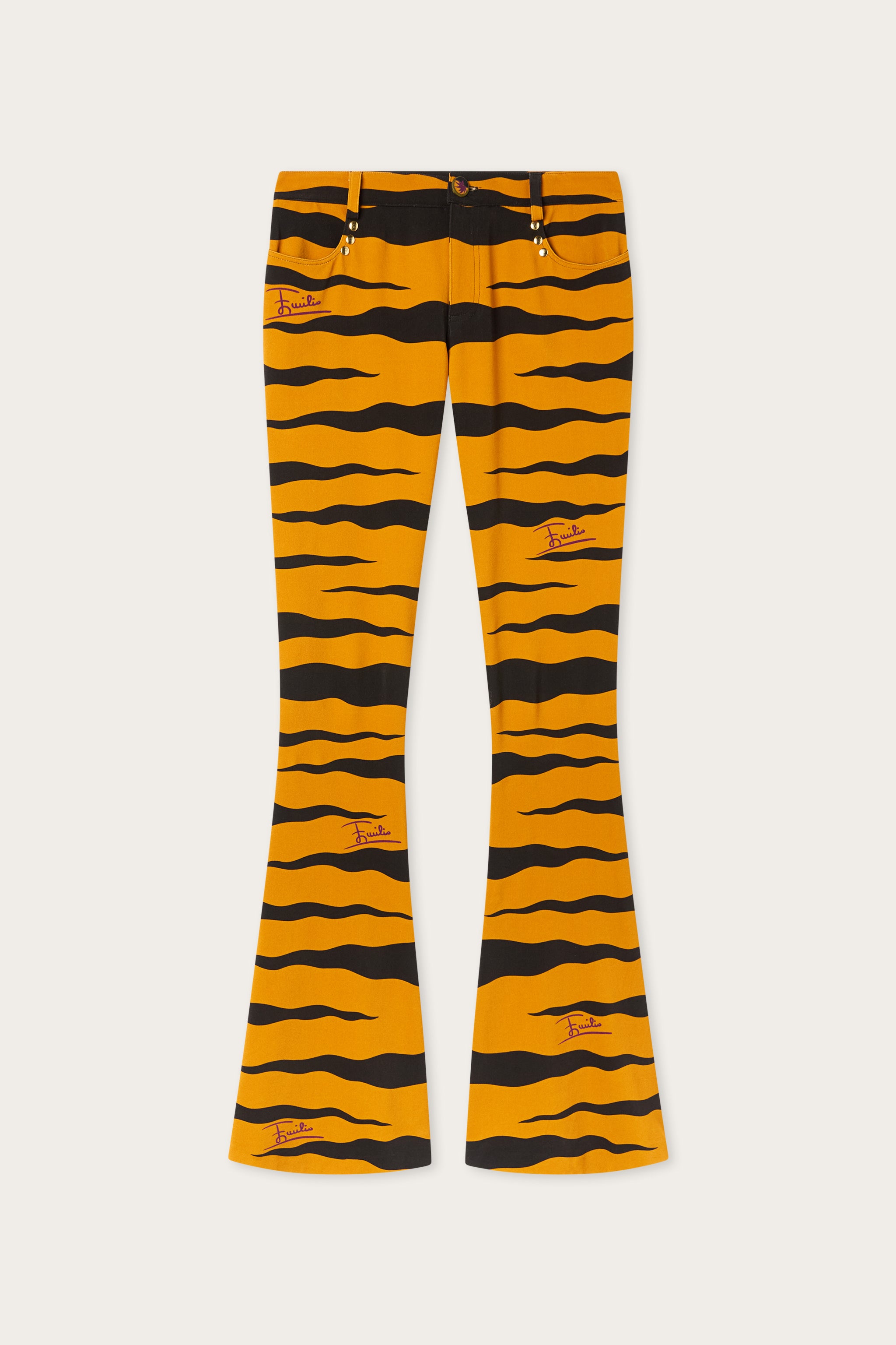Emilio Pucci Fiamme pantalon bootcut noir or polyamide