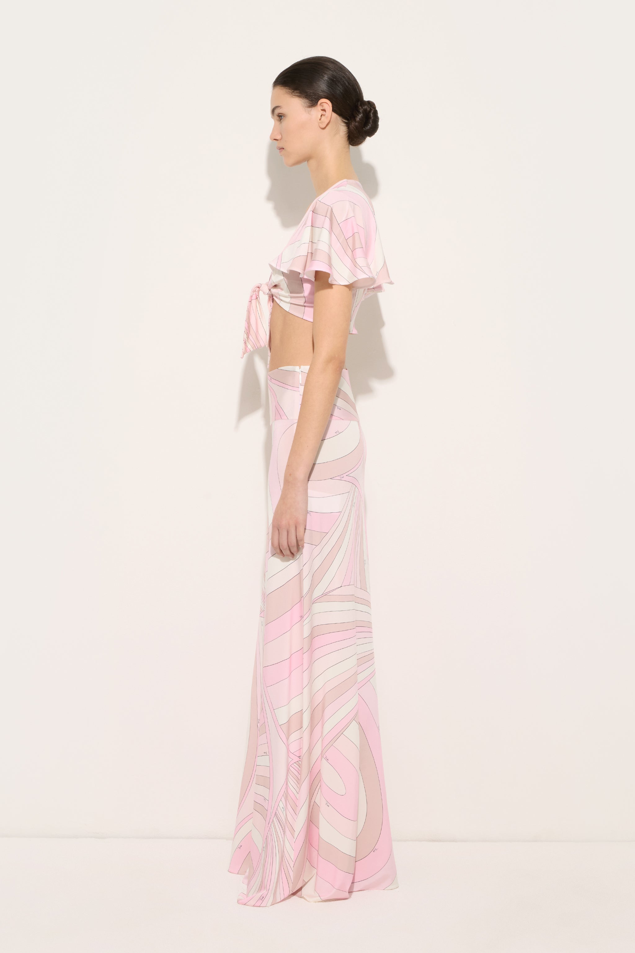Emilio Pucci Iride top satin rose nude noeud 38-48