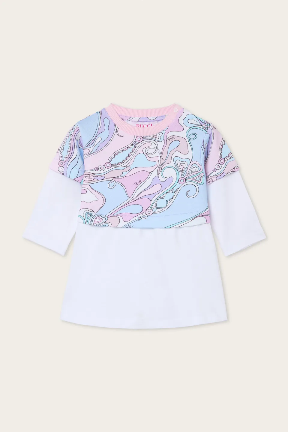 Emilio Pucci Orchidee Robe Bébé Rose Coton Évasée