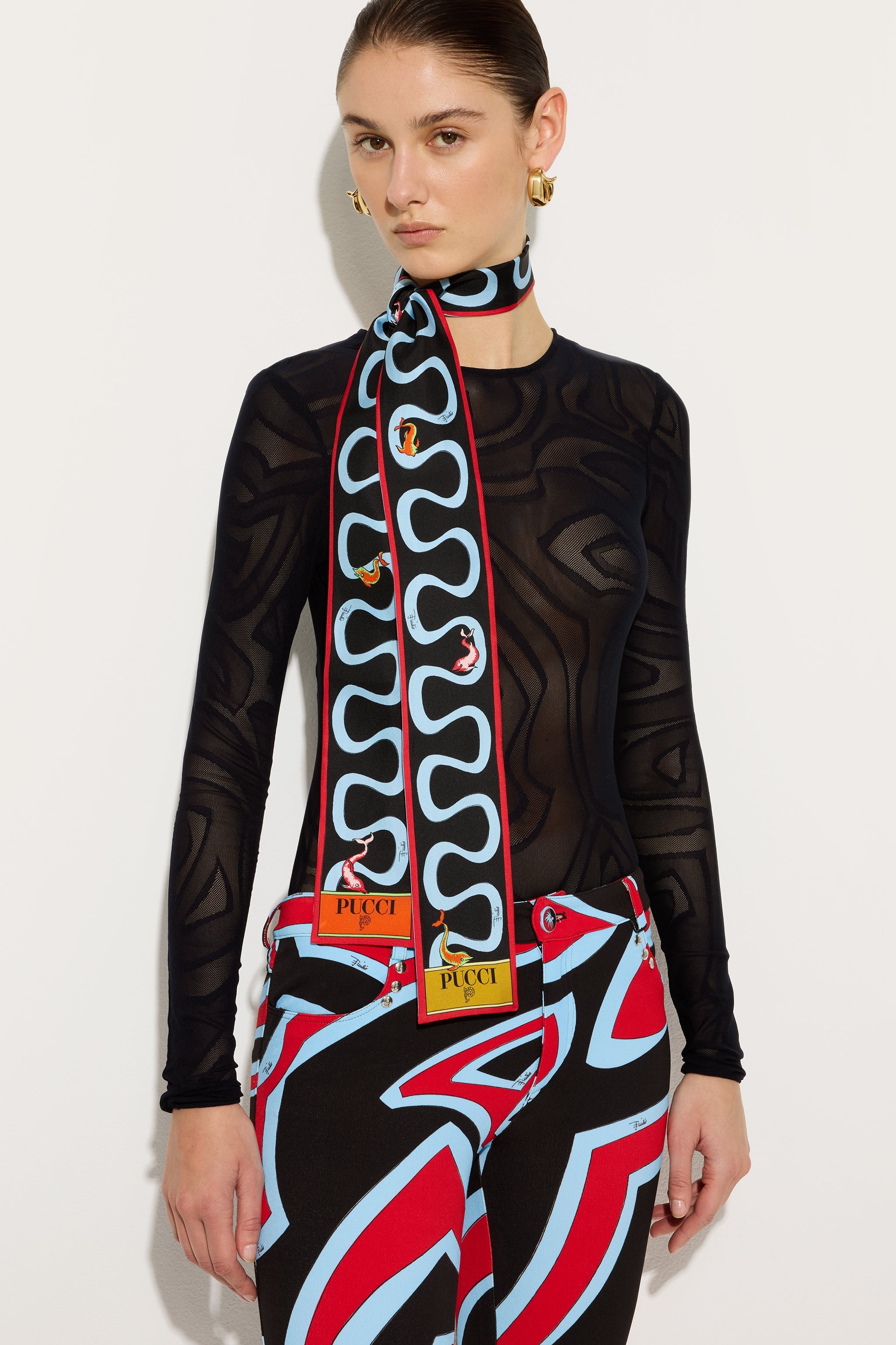 Emilio Pucci Foulard Bandeau Multicolor soie 8x160