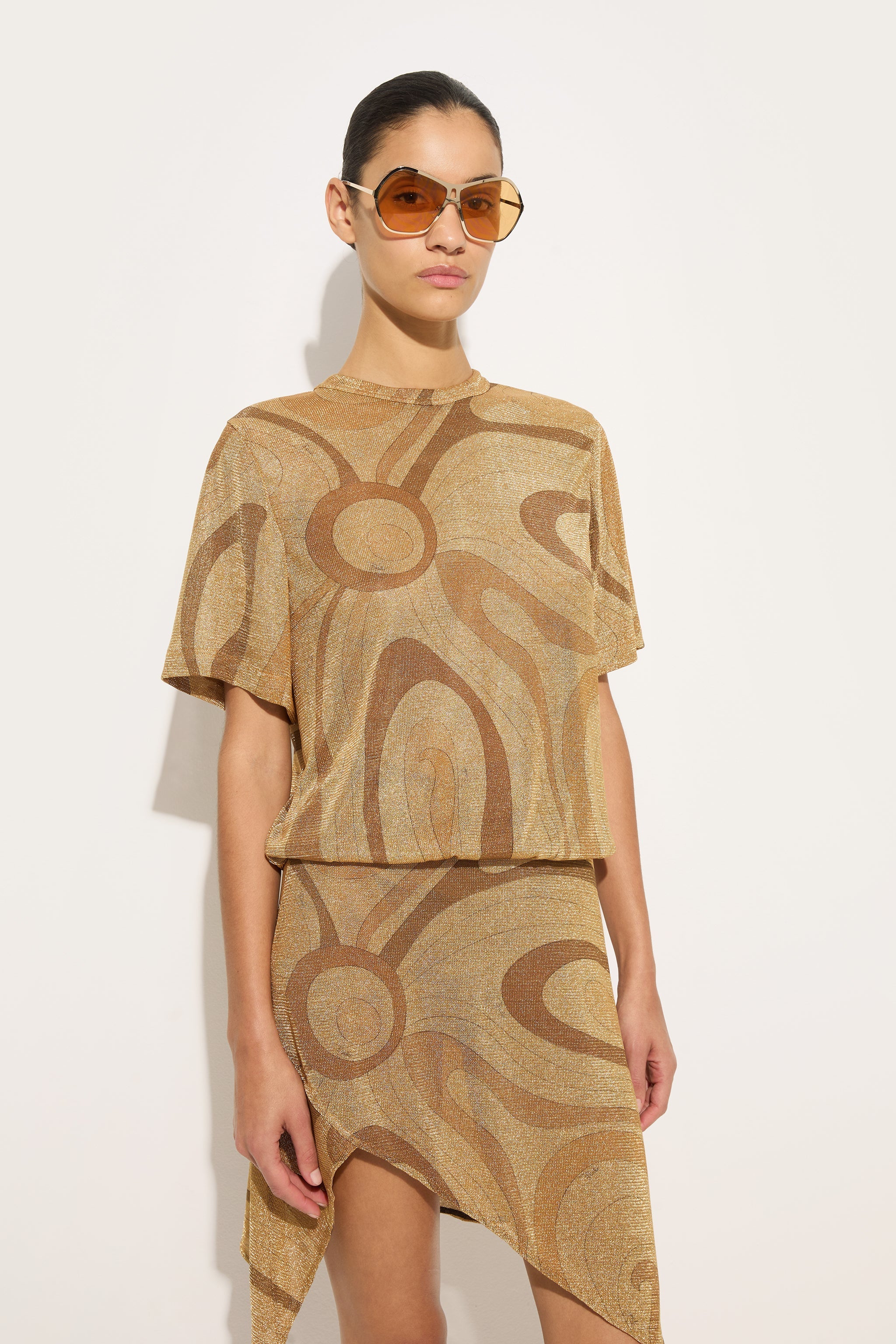 Emilio Pucci Marmo Top Lurex Doré Femme