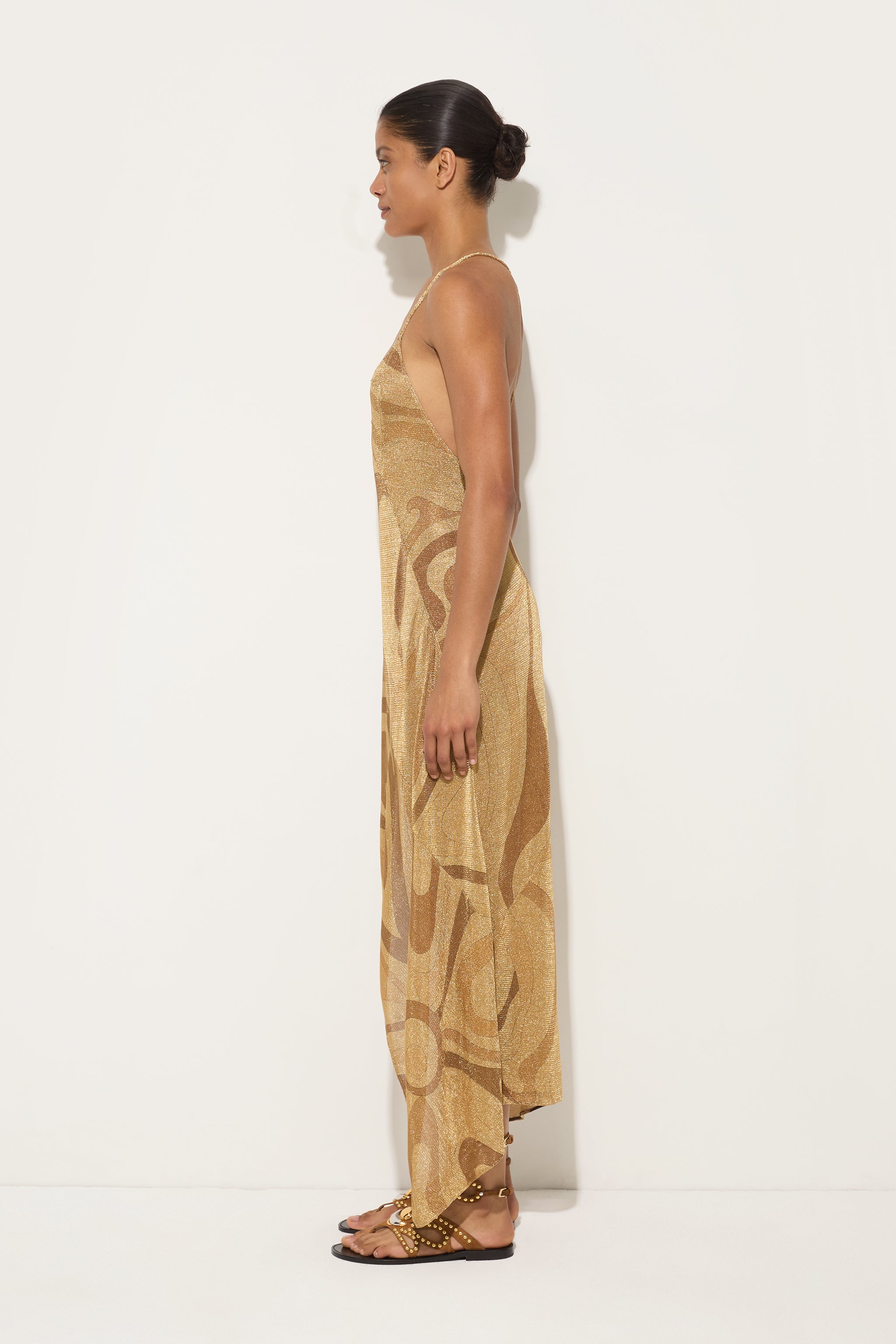 Emilio Pucci Robe Lamé Or 38 Imprimé Marmo