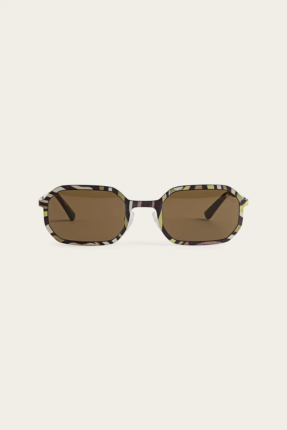 Emilio Pucci SUNGLASSES lunettes de soleil géométriques animal marron