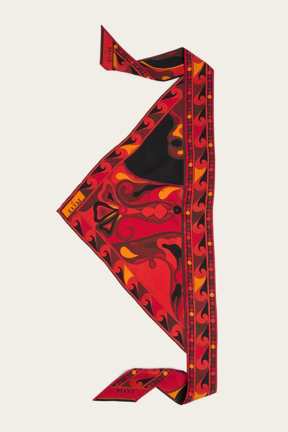 Emilio Pucci Foulard Triangle foulard soie orange noir Orchidee