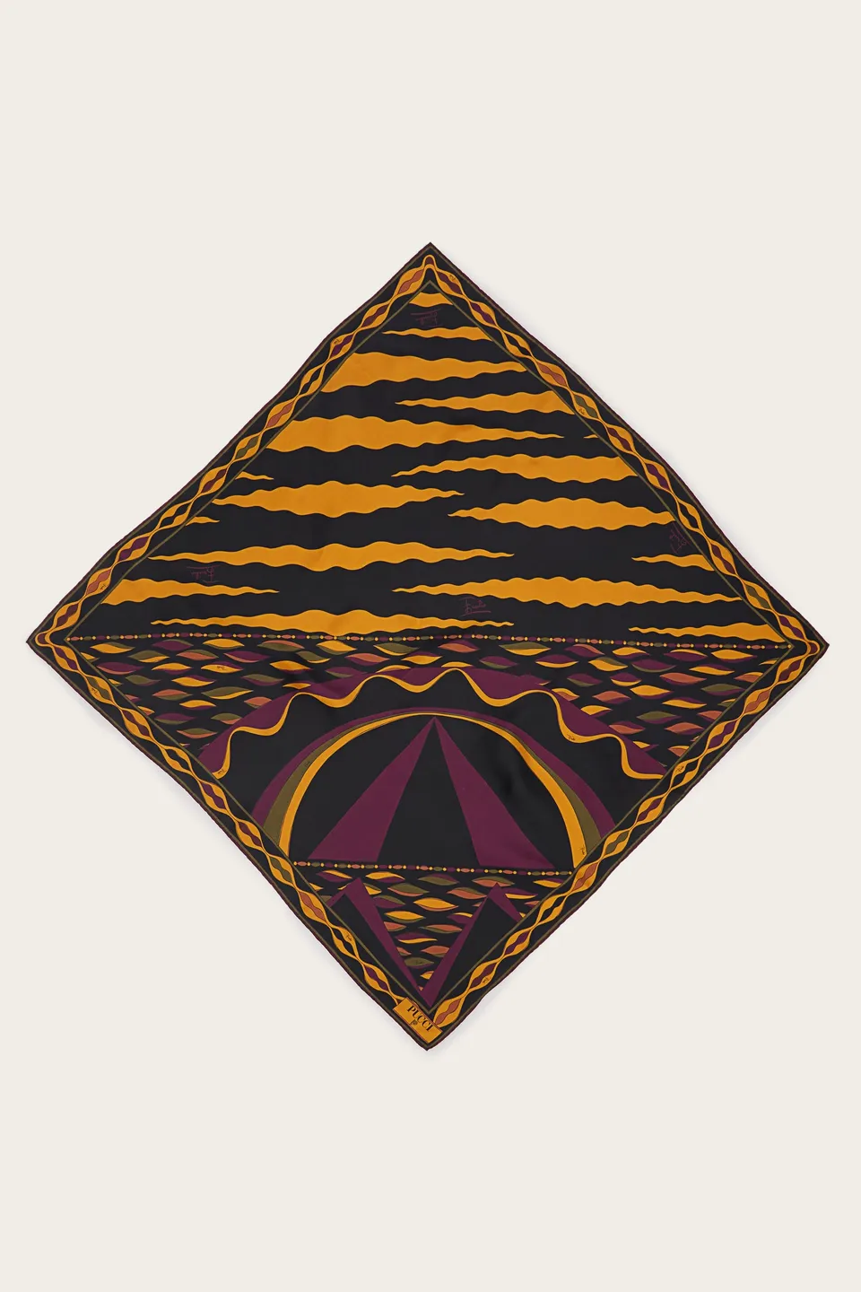 Emilio Pucci SILKS carré soie bordeaux gold 90x90 cm
