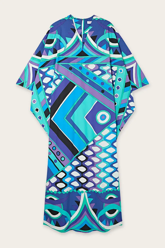 Emilio Pucci Vivara caftan turquoise bleu coton