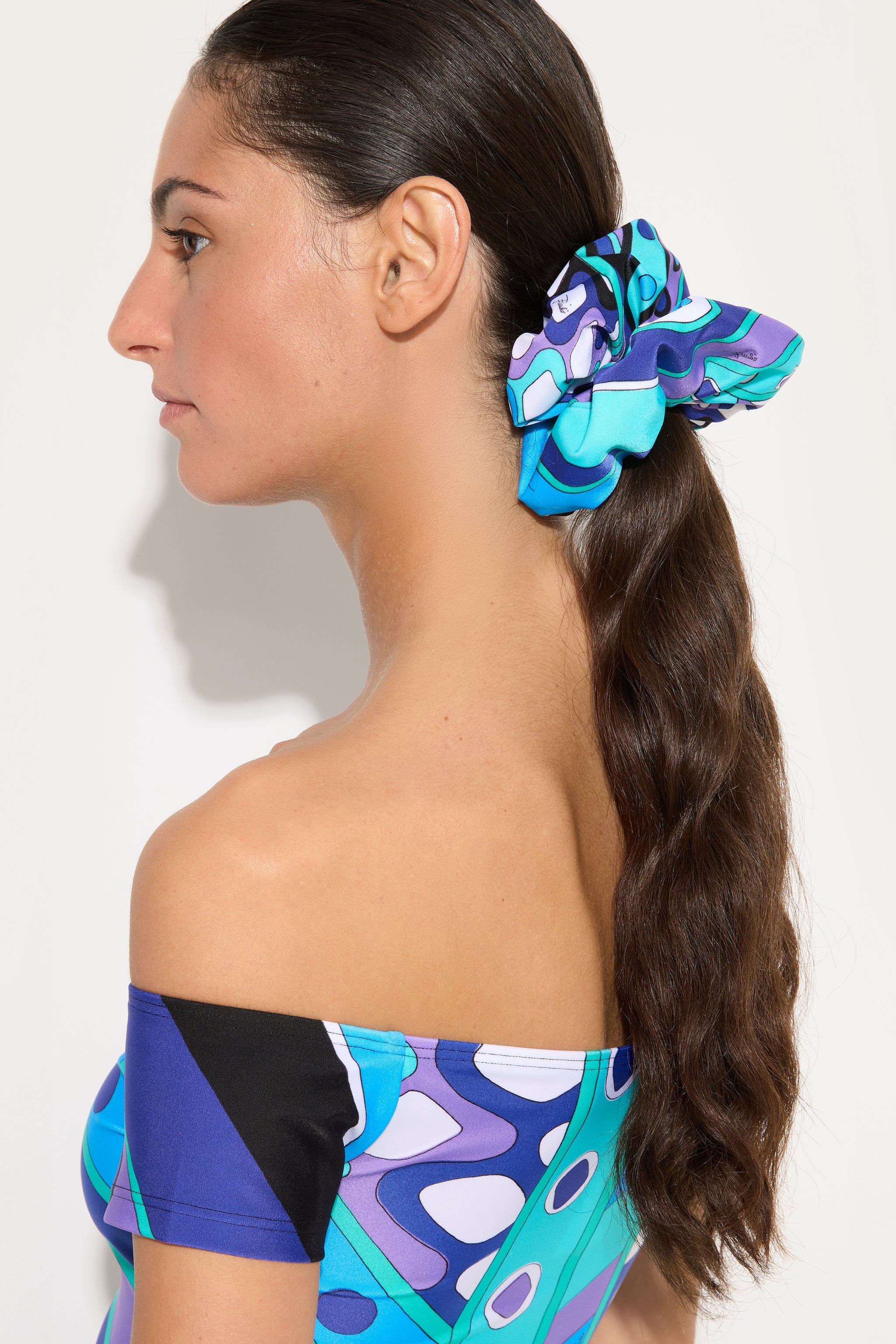 Emilio Pucci Vivara chouchou cheveux turquoise lycra