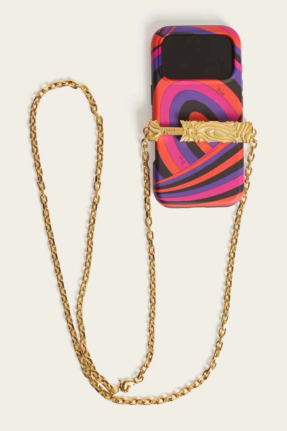 Emilio Pucci Étui porte portable Marmo or chaîne