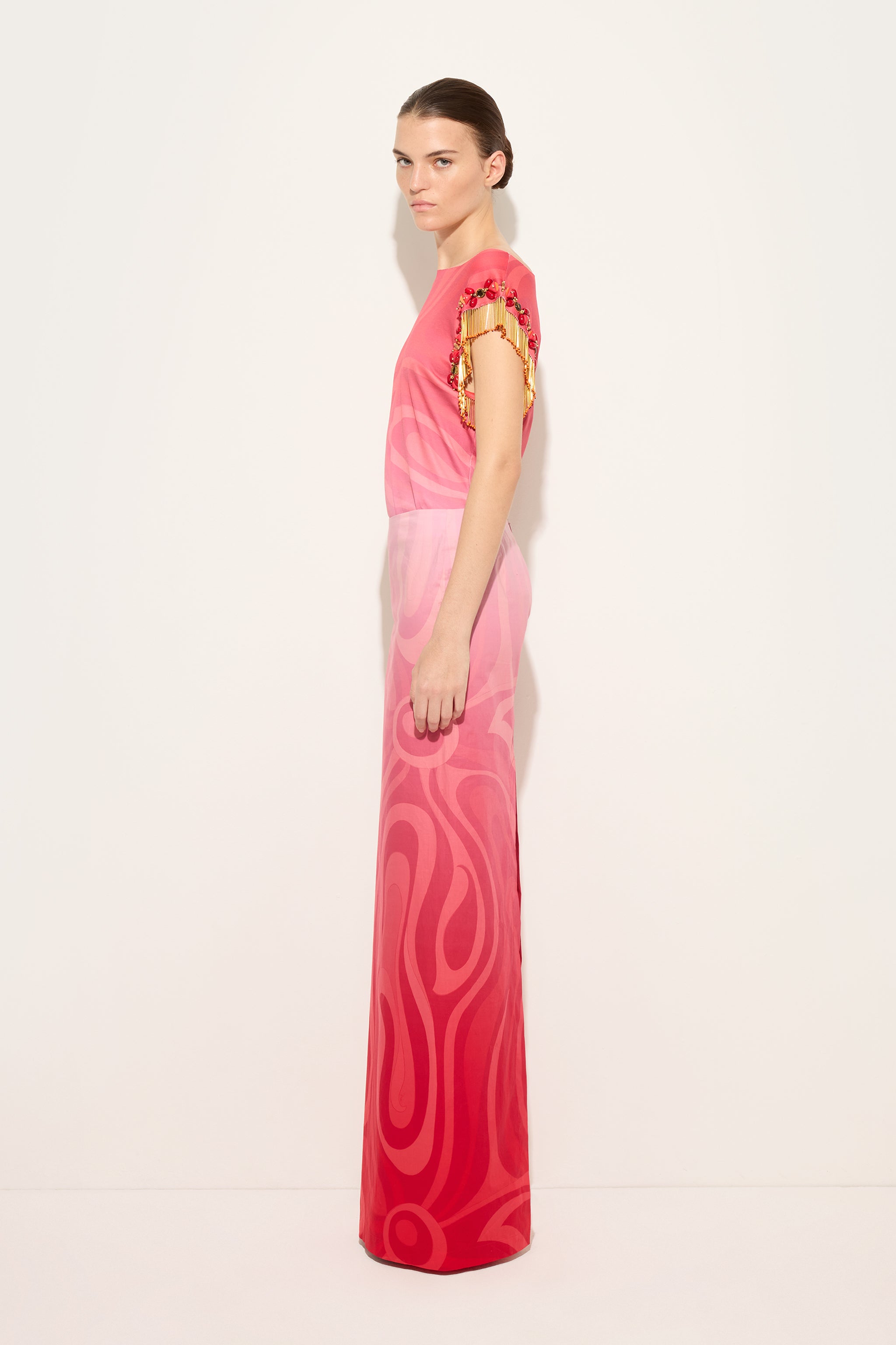 Emilio Pucci Marmo Jupe longue coton dégradé