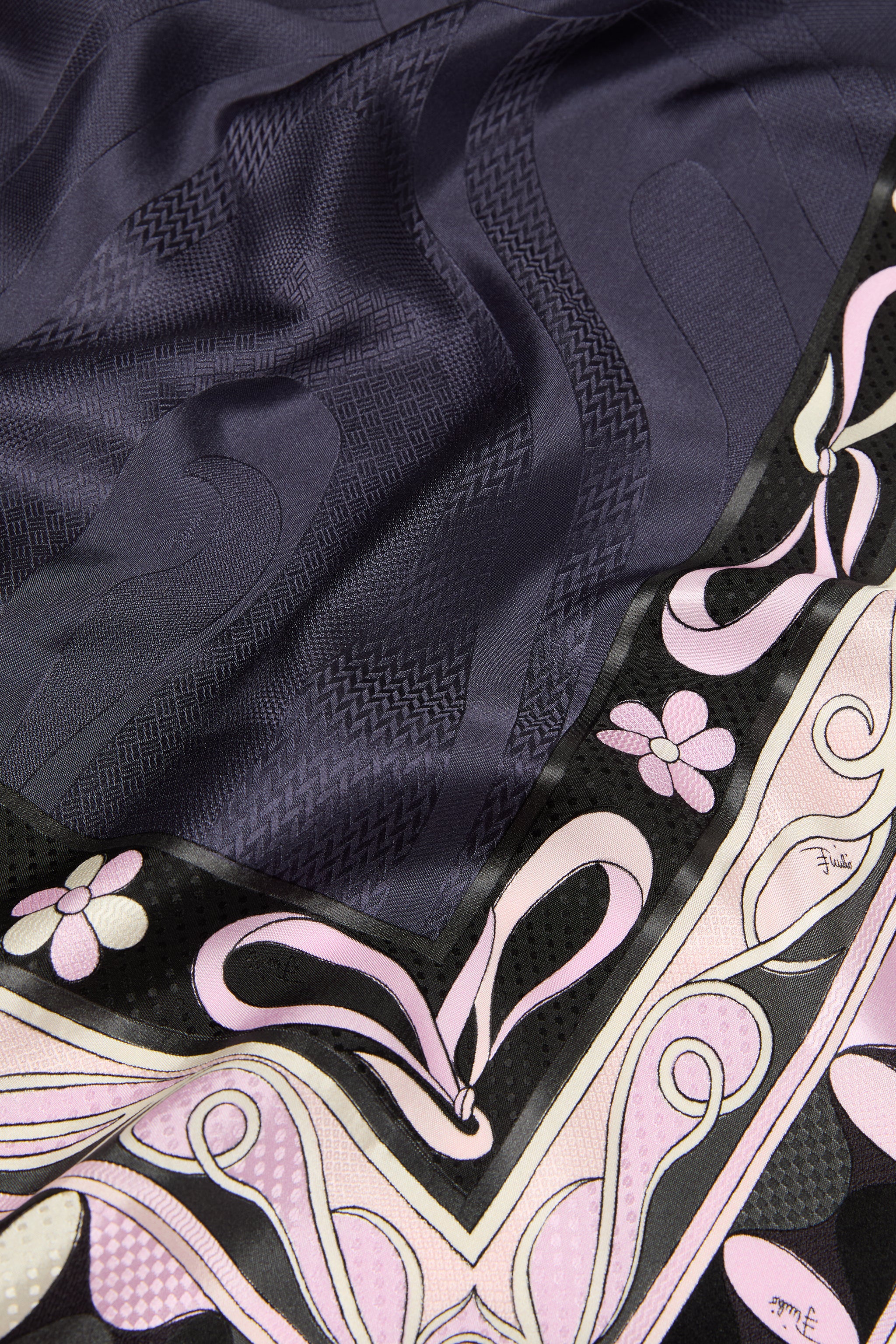 Emilio Pucci Silks Stola Mix étole noir rose 180x64