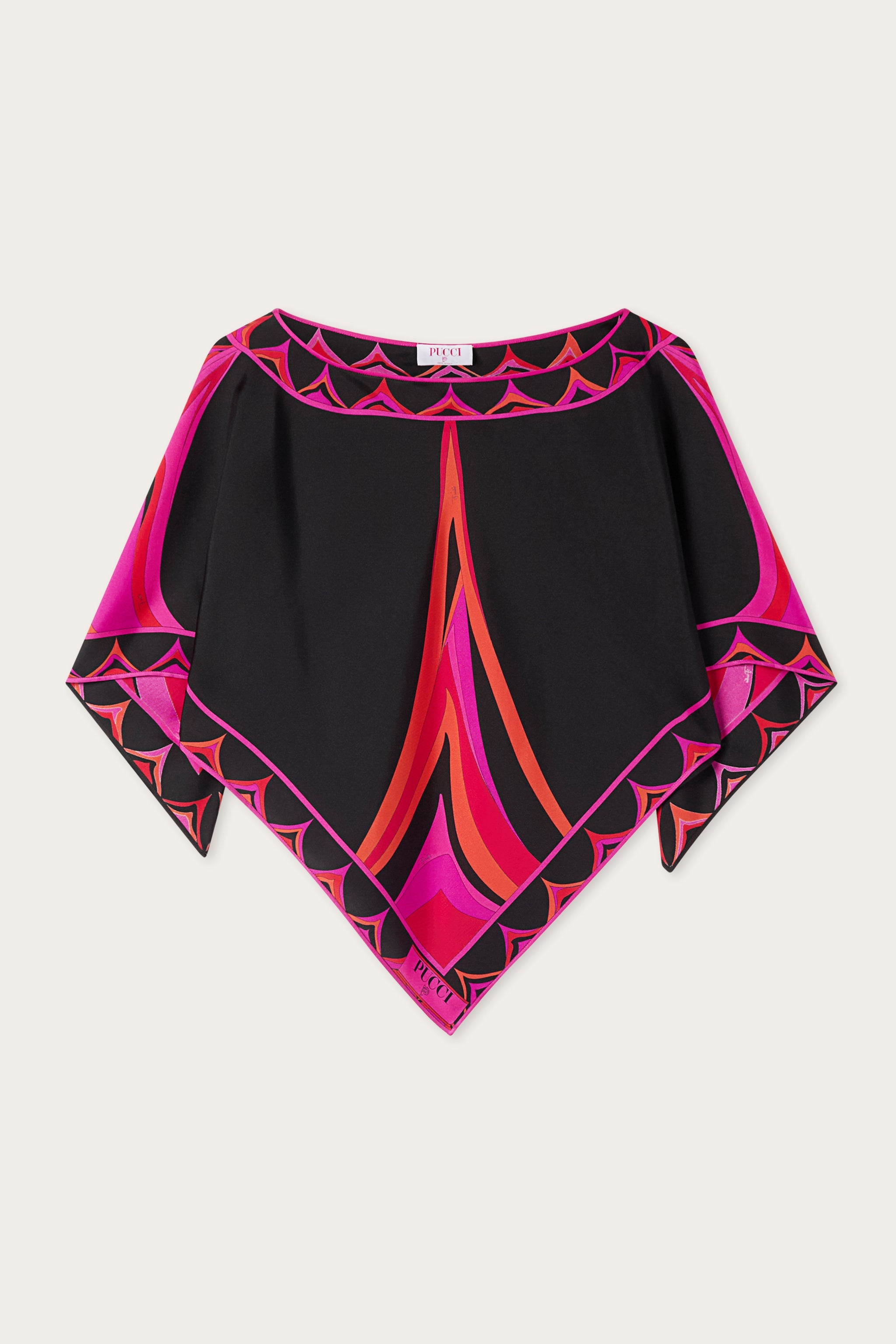 Emilio Pucci Fari top caftan femme soie fuchsia noir OS