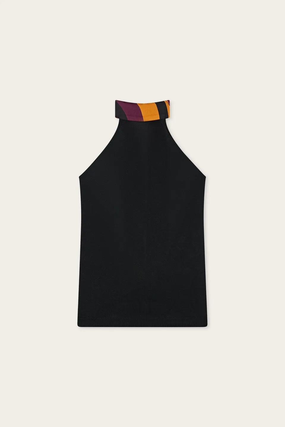 Emilio Pucci Top laine noire foulard soie S col américain
