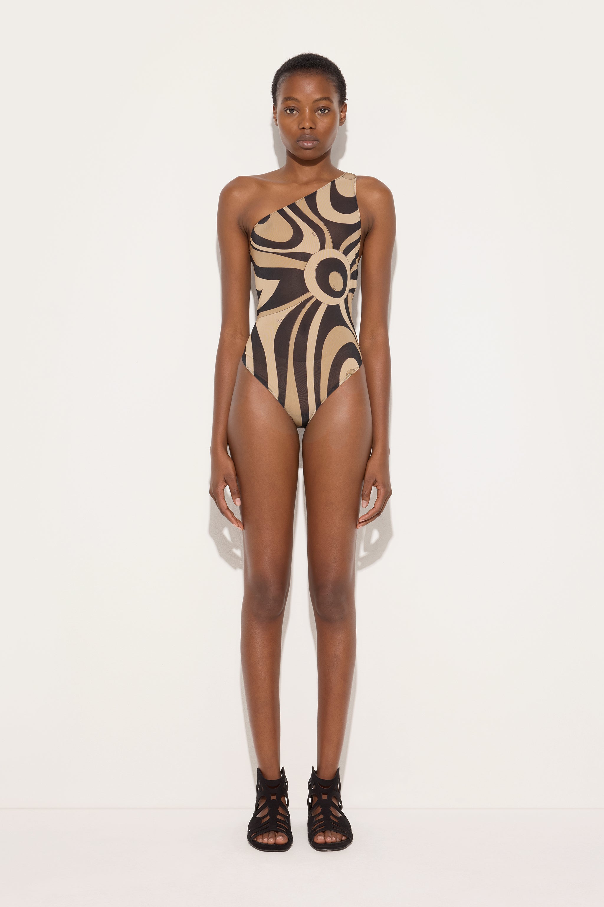 Emilio Pucci Marmo Body asymétrique beige noir S