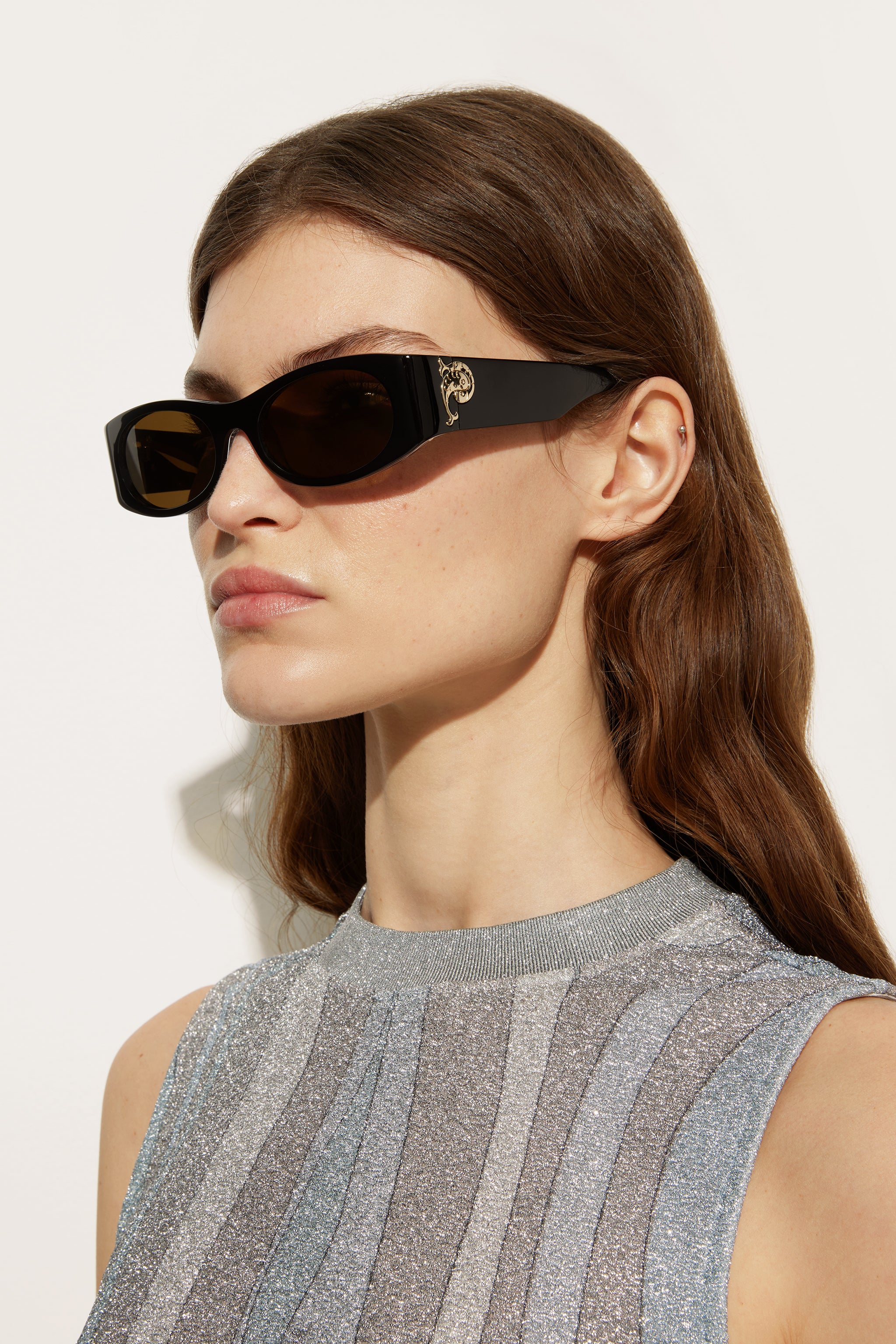 Emilio Pucci ovales lunettes de soleil noir smoke OS