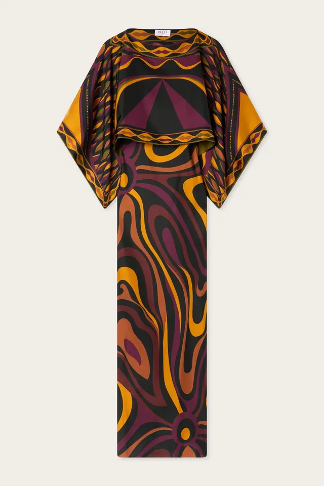 Emilio Pucci Marmo 6URI306U761003 Robe longue soie Bordeaux/Gold