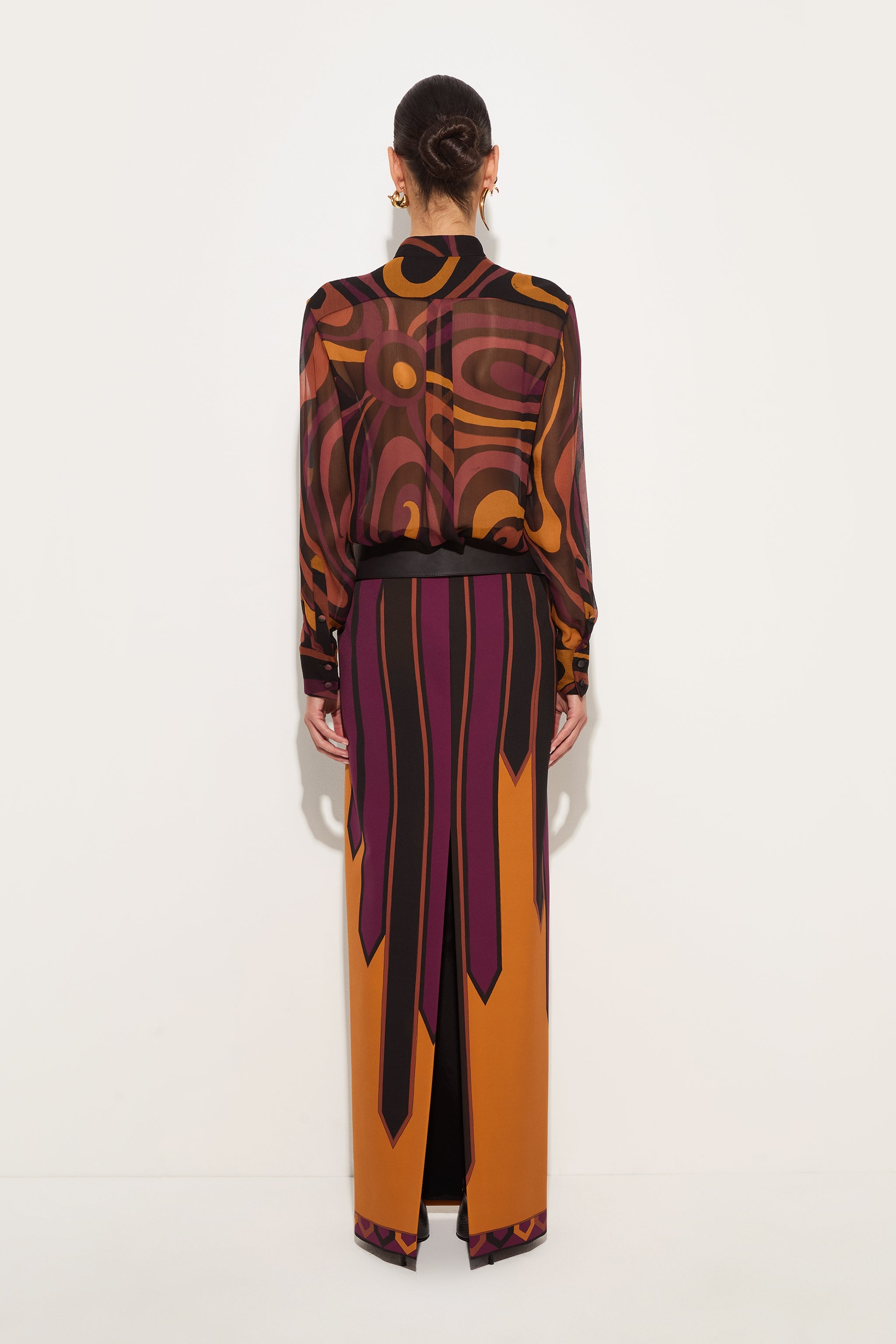 Emilio Pucci Nastri 6URW106U898067 jupe bordeaux gold