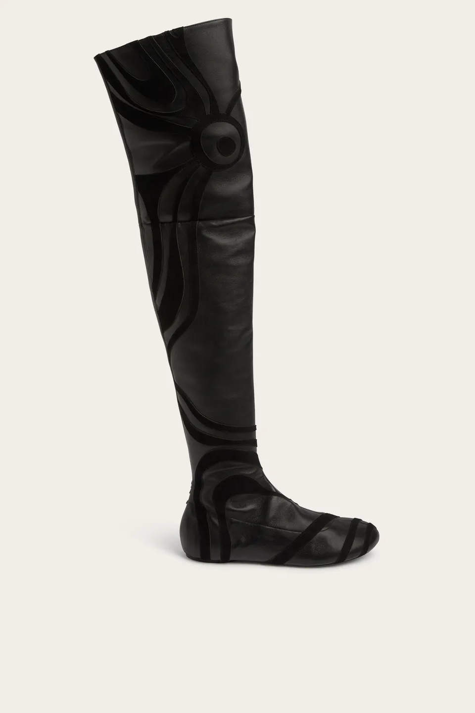 Emilio Pucci Marmo Bottes Cuissardes Cuir Noir 38