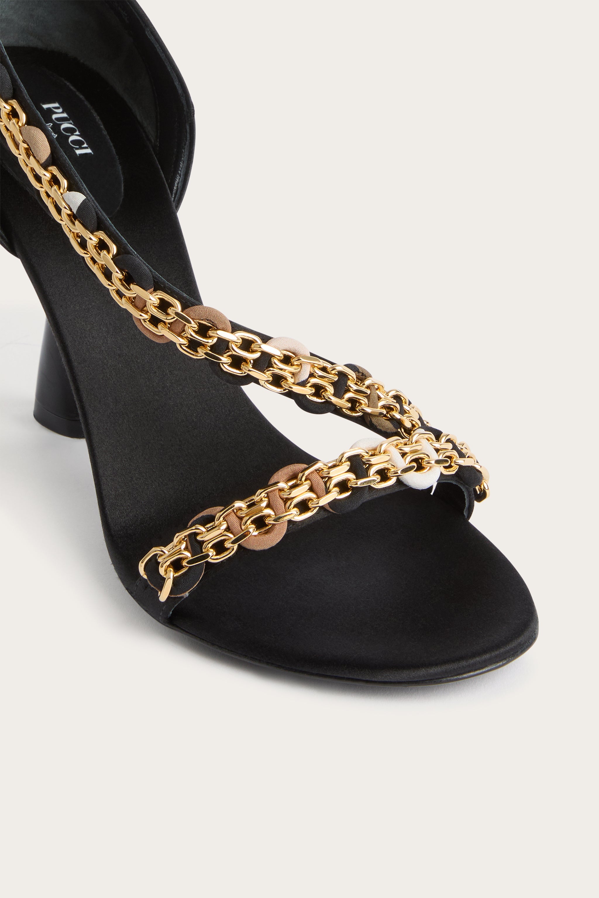 Emilio Pucci Emilio sandales satin noir marron