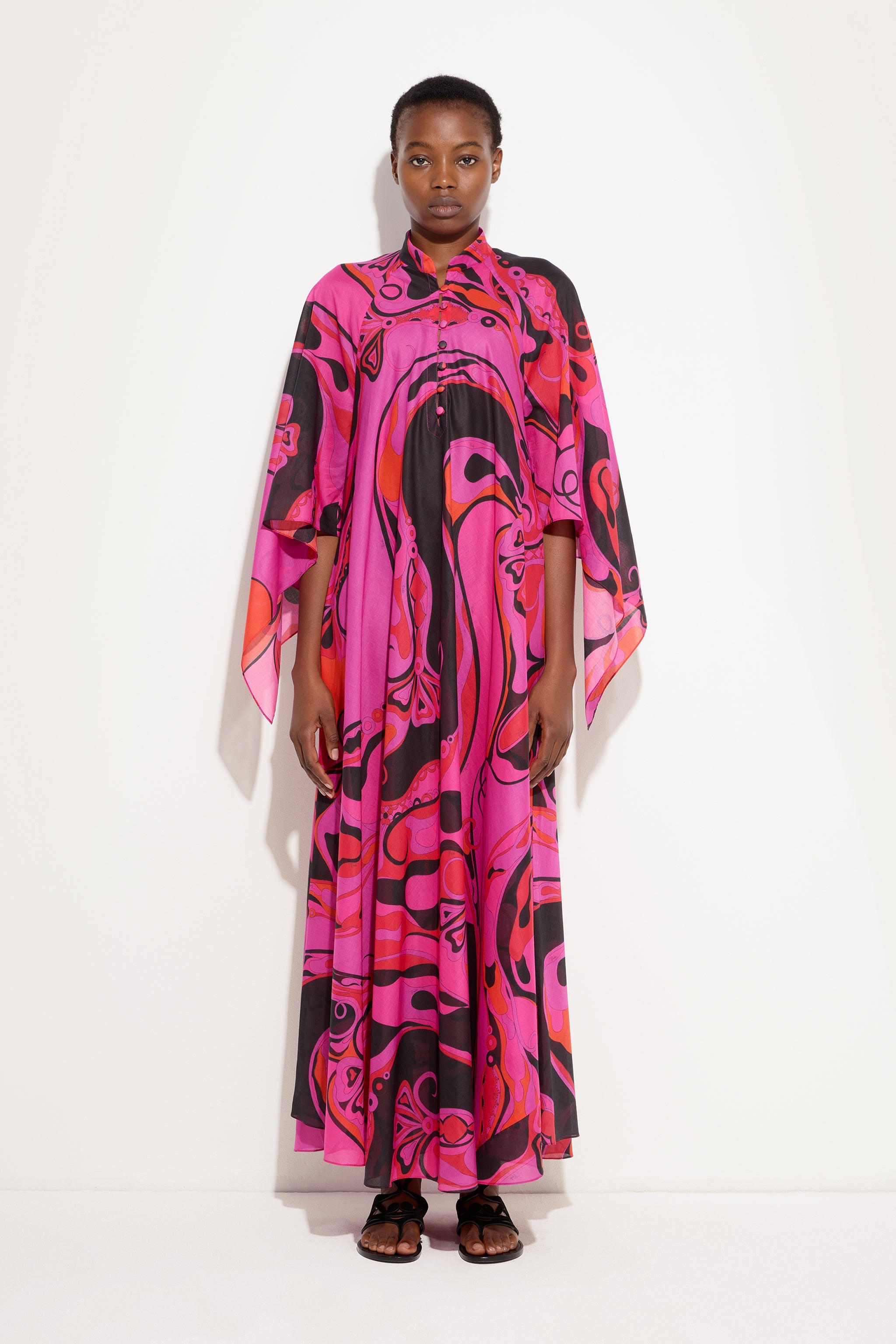 Emilio Pucci Orchidee caftan fuchsia noir 38